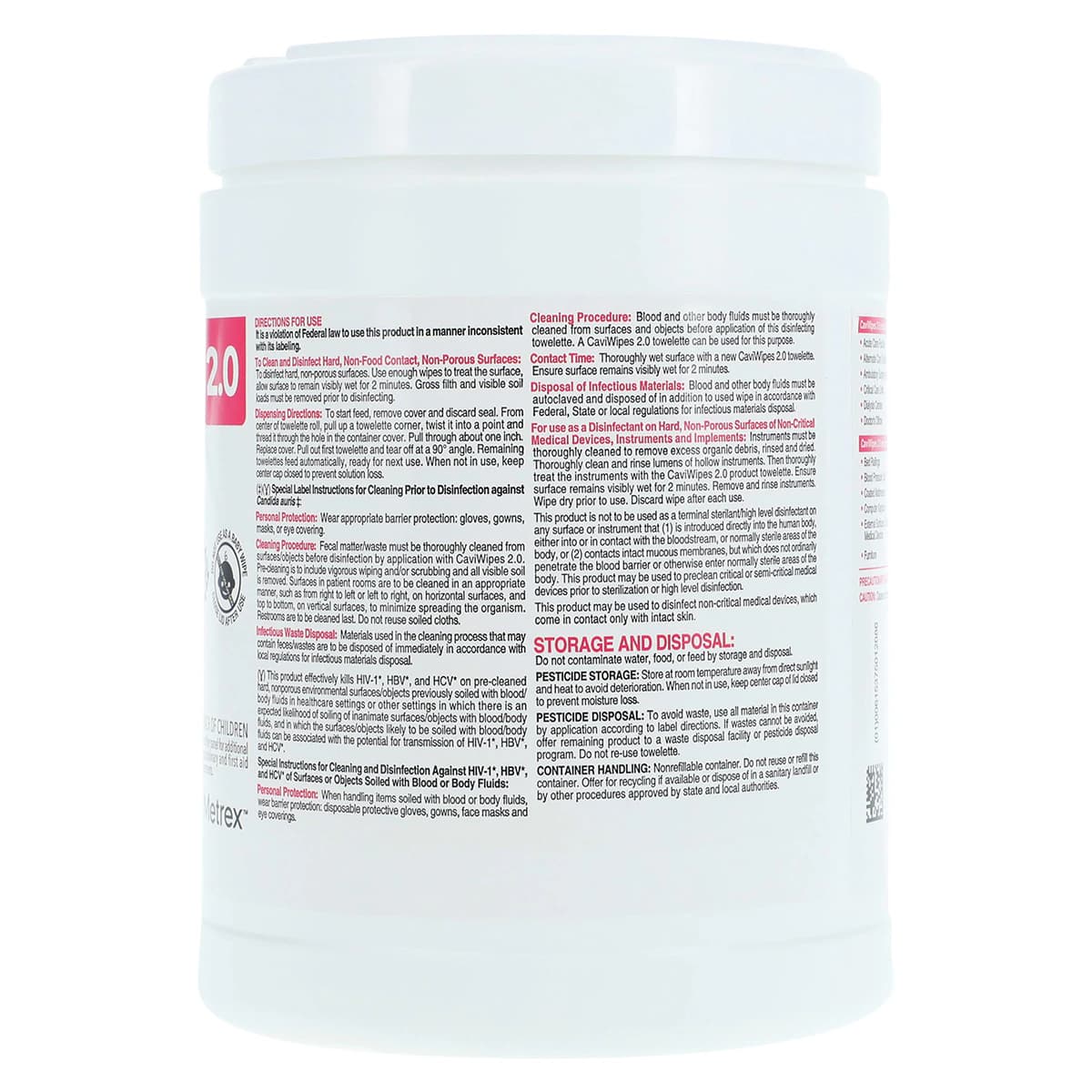 CaviWipes 2.0 XL Disinfectant Wipes, 9" x 12", 65/Canister, EPA 46781-17 thumbnail 2