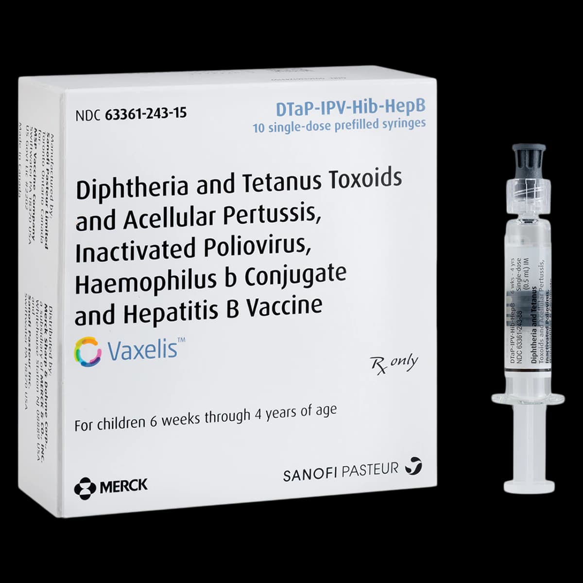 Vaxelis DTaP-IPV-Hib-HepB Hexavalent Pediatric Vaccine, 0.5 mL Prefilled Syringe, 10/Package - Vaxelis Hexavalent PFS Inj - Image 1