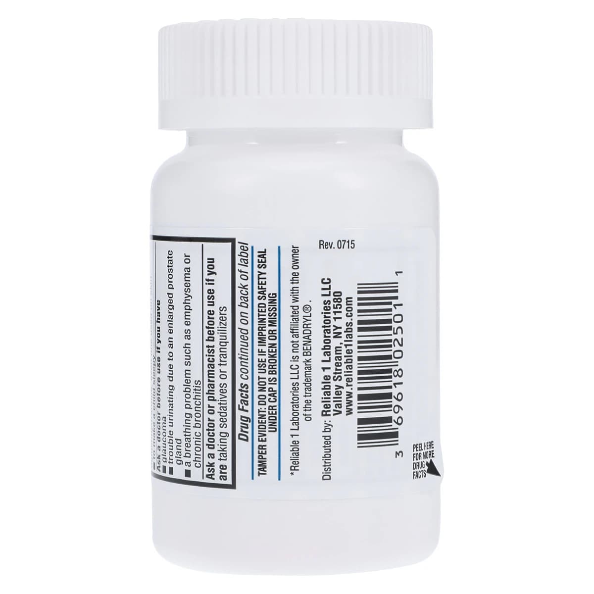 Diphenhydramine HCl Caplets, 25 mg, 100/Bottle thumbnail 3