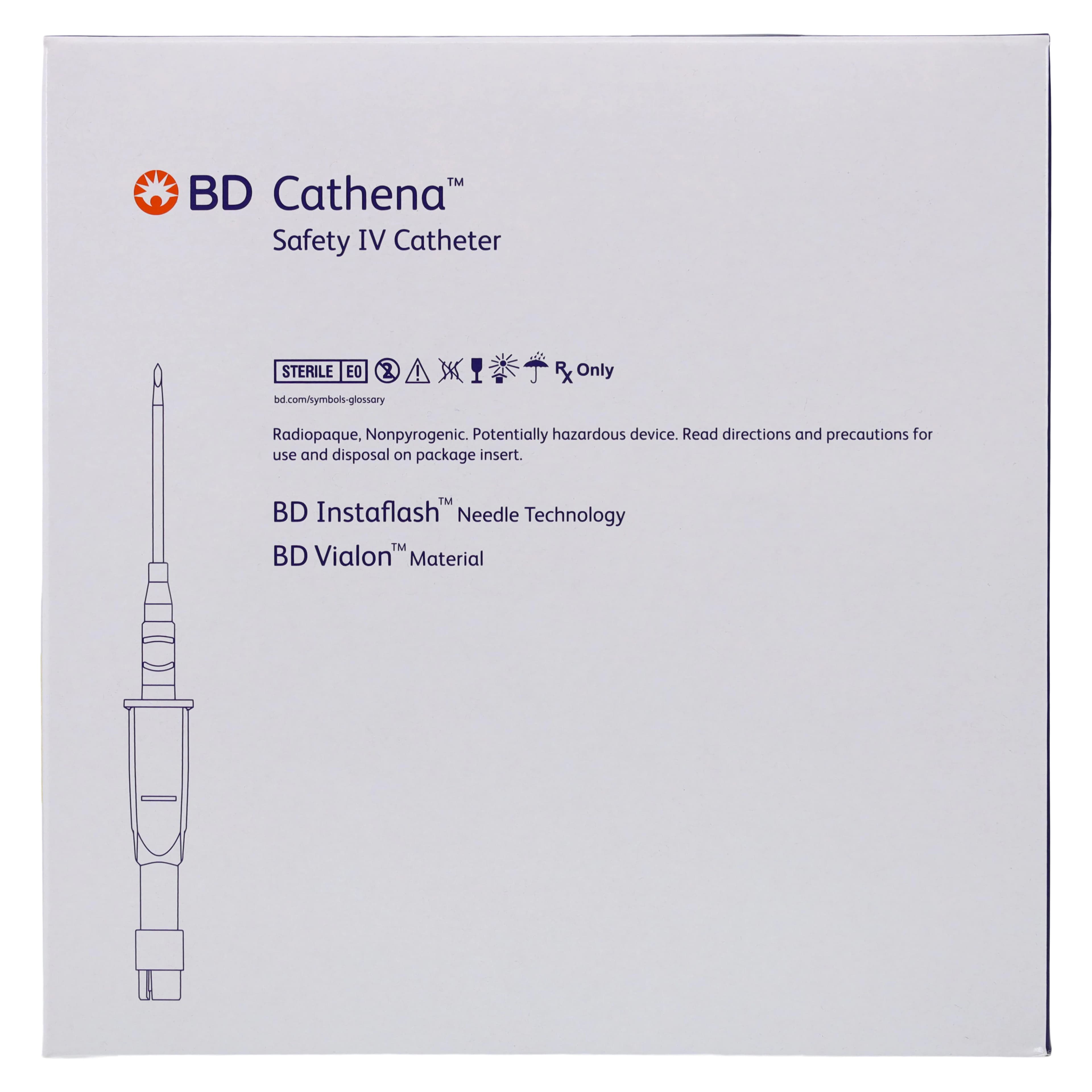BD Cathena Safety IV Catheter, 24 Gauge, 0.75" (19 mm), Yellow, Shielded, 50/Box thumbnail 5