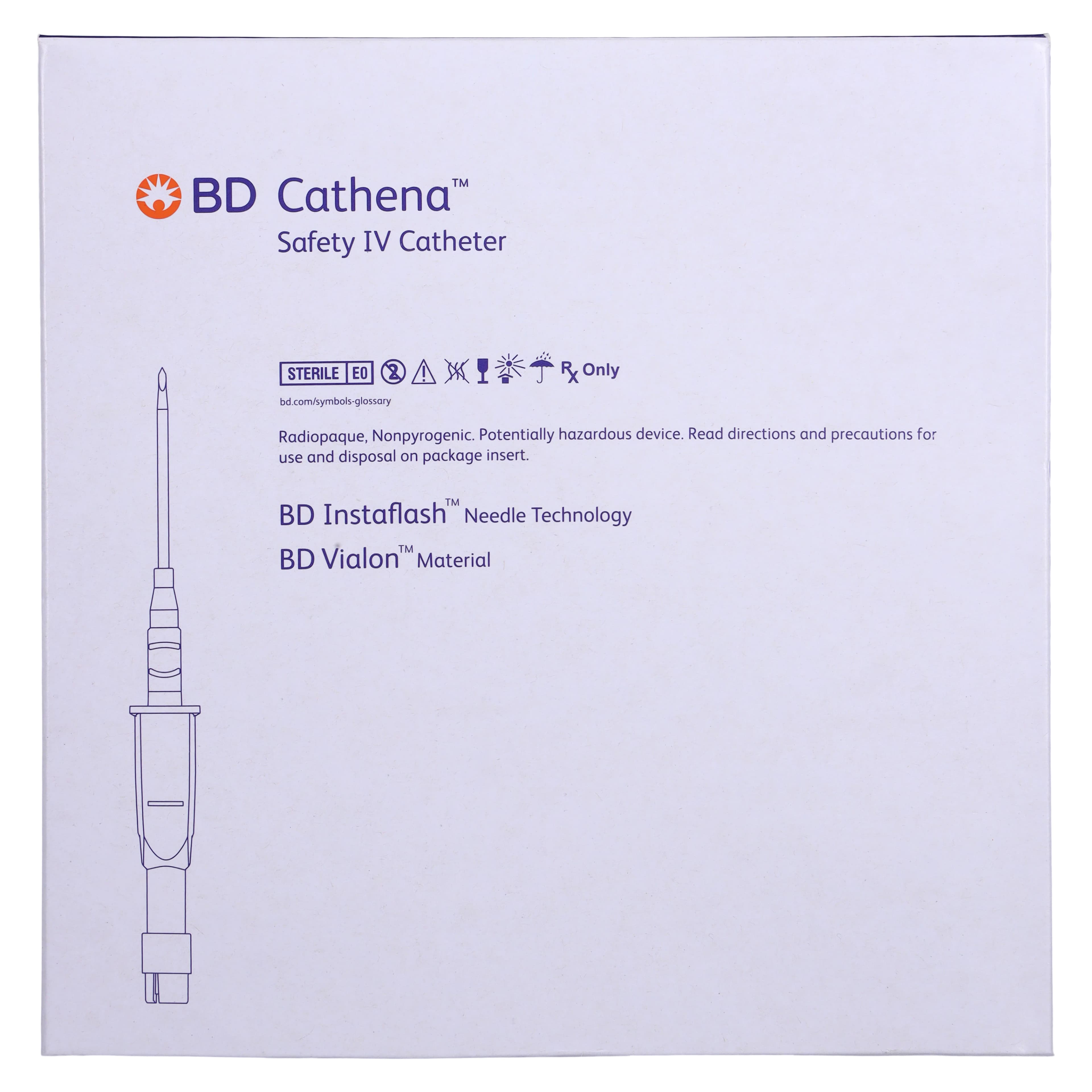BD Cathena Safety IV Catheter, 22 Gauge x 1", Blue, Shielded, 50/Box thumbnail 5