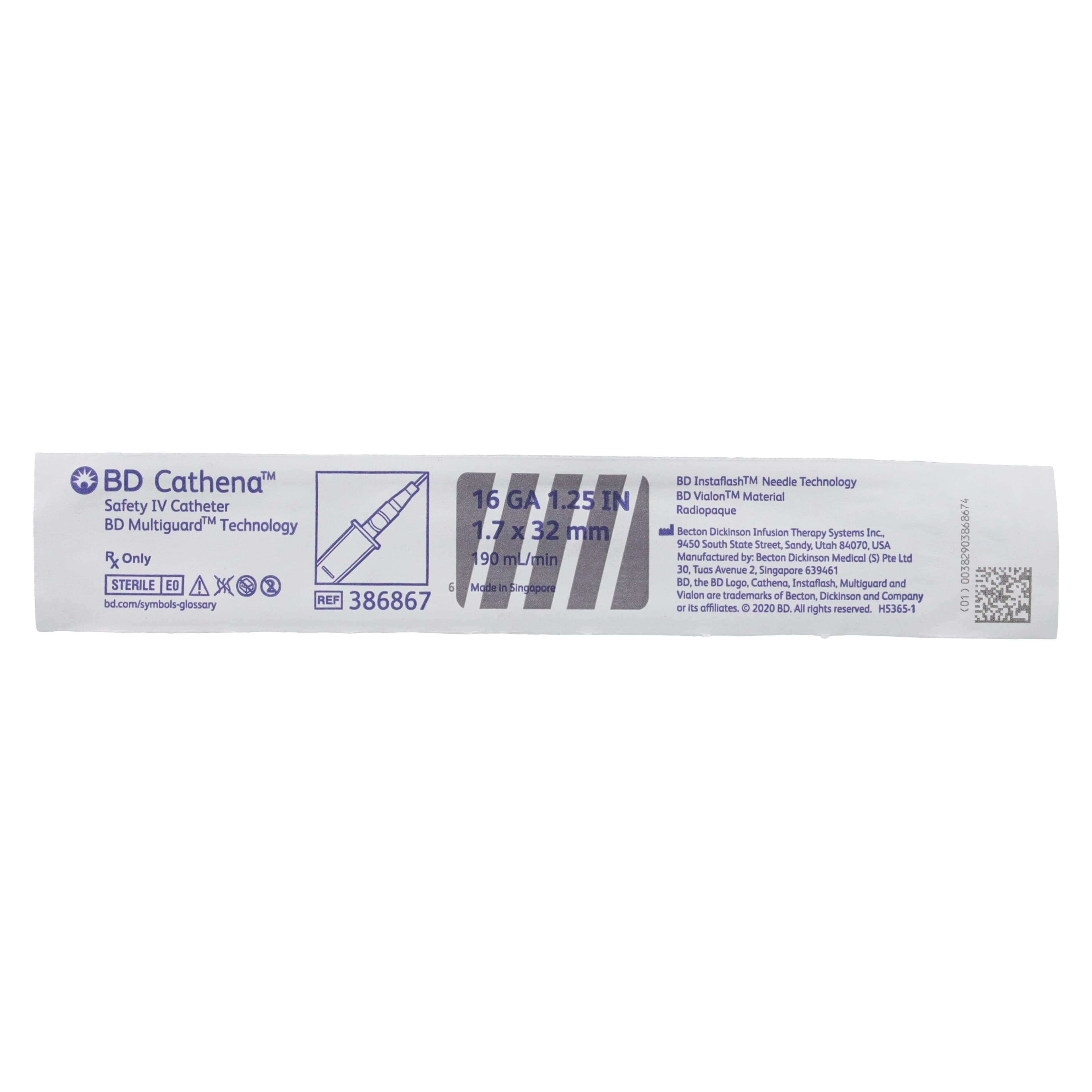 BD Cathena Safety IV Catheter, 16 Gauge, 1.25", Gray, Shielded, 50/Box thumbnail 2