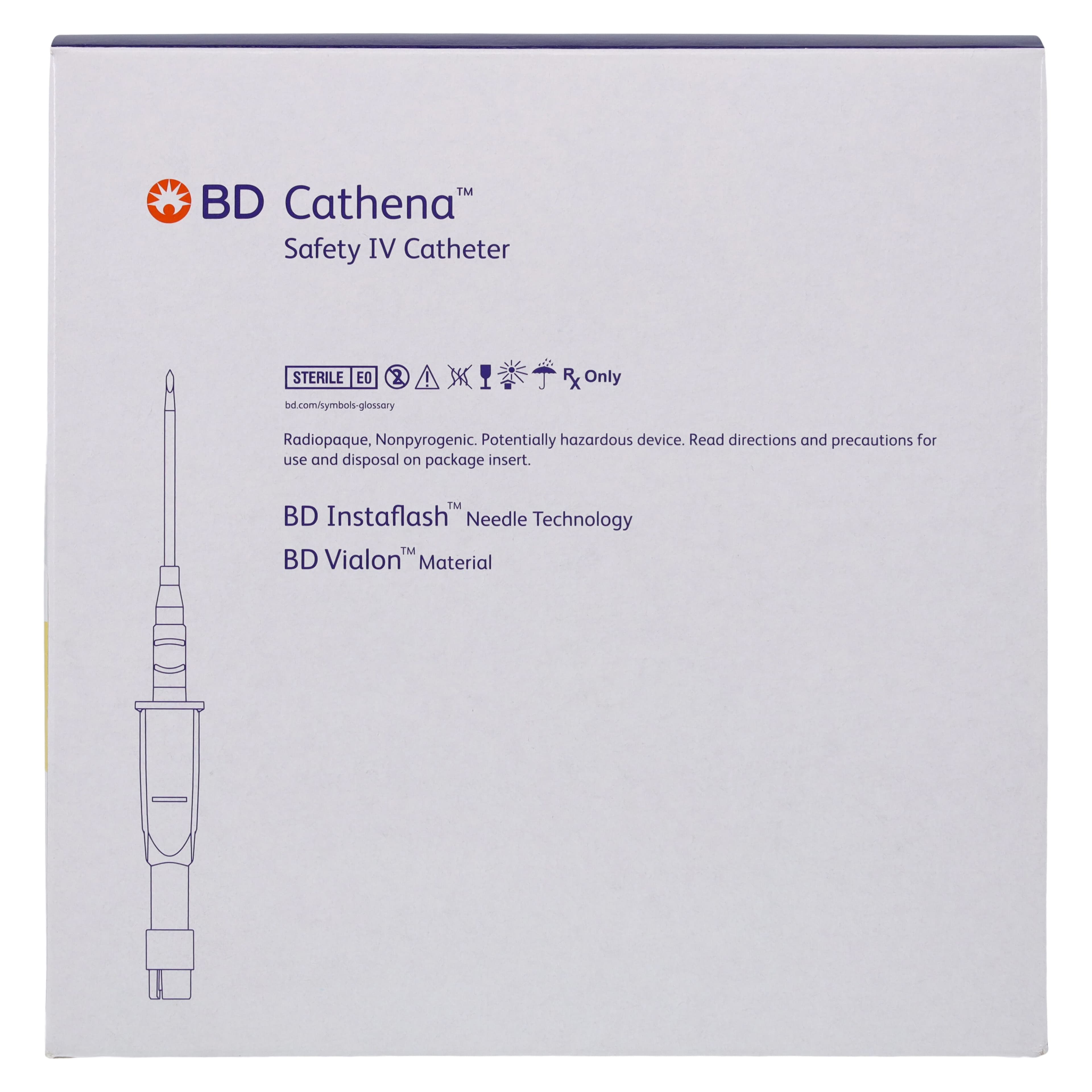 BD Cathena Safety IV Catheter, 24 Gauge x 0.75", Yellow, Shielded, 50/Box thumbnail 5