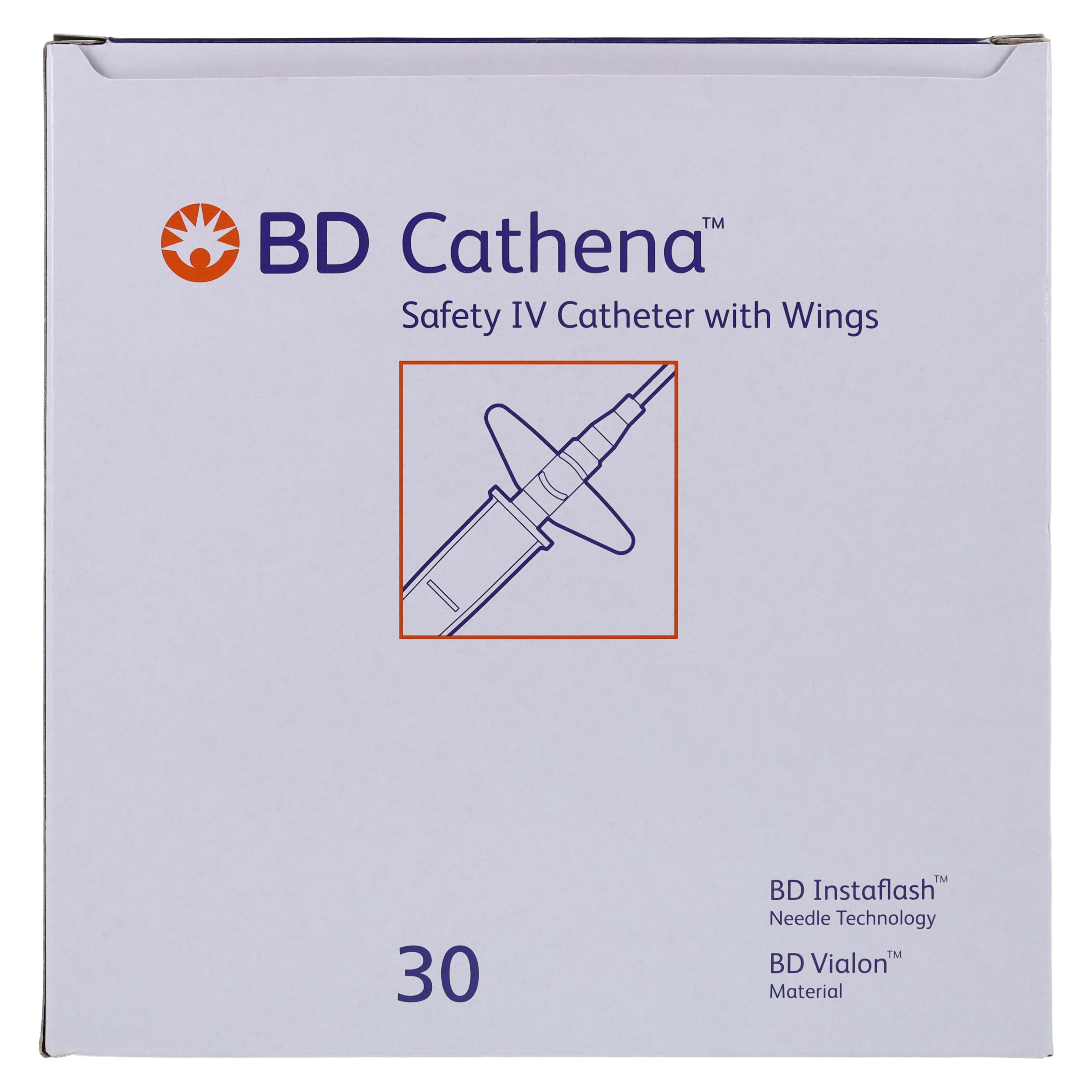 BD Cathena Safety IV Catheter with Wings, 22 Gauge, 1 Inch, Blue, 30/Box thumbnail 4