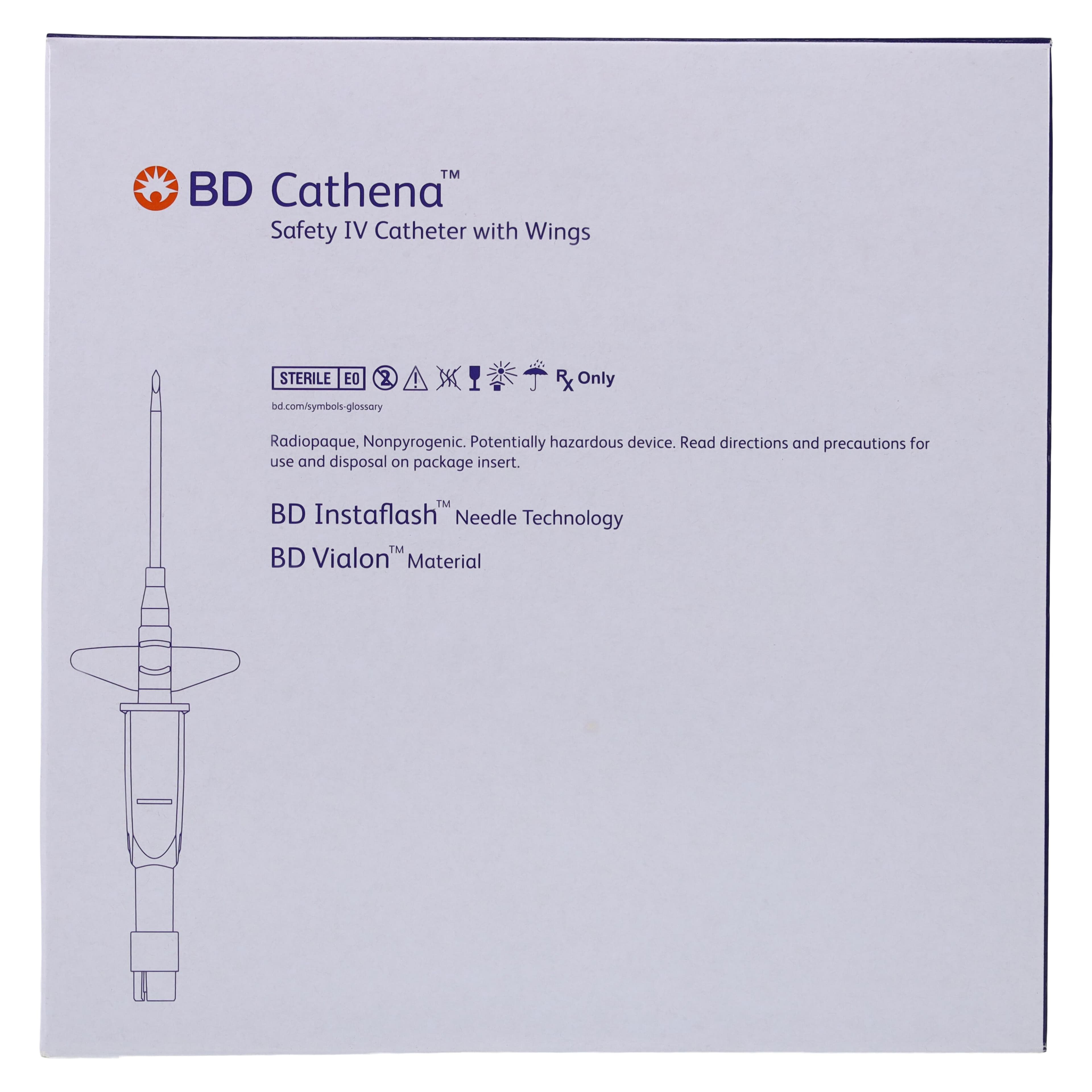 BD Cathena Safety IV Catheter with Wings, 22 Gauge, 1 Inch, Blue, 30/Box thumbnail 5