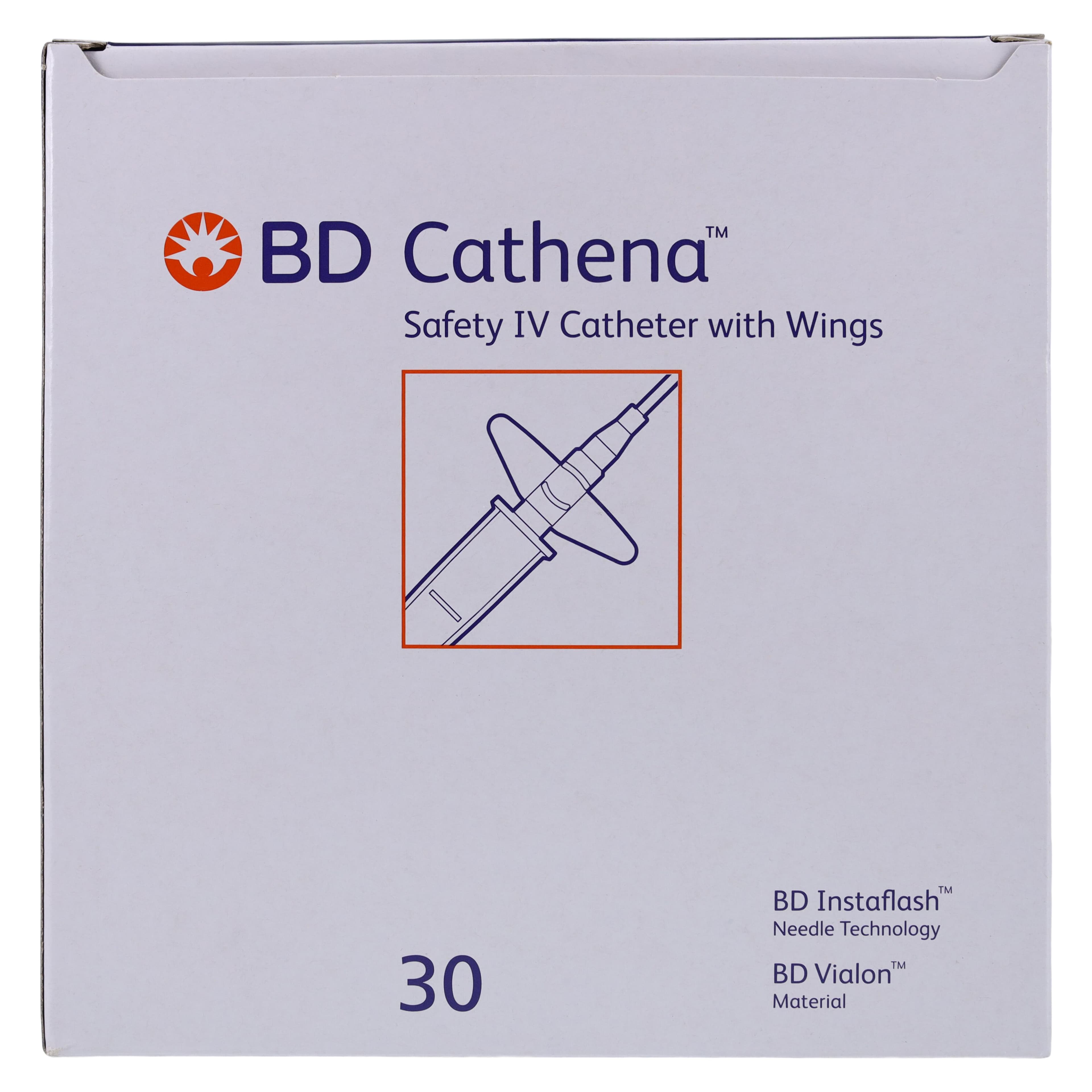 BD Cathena Safety IV Catheter with Wings, 22 Gauge, 2" Length, Blue, 30/Box thumbnail 4