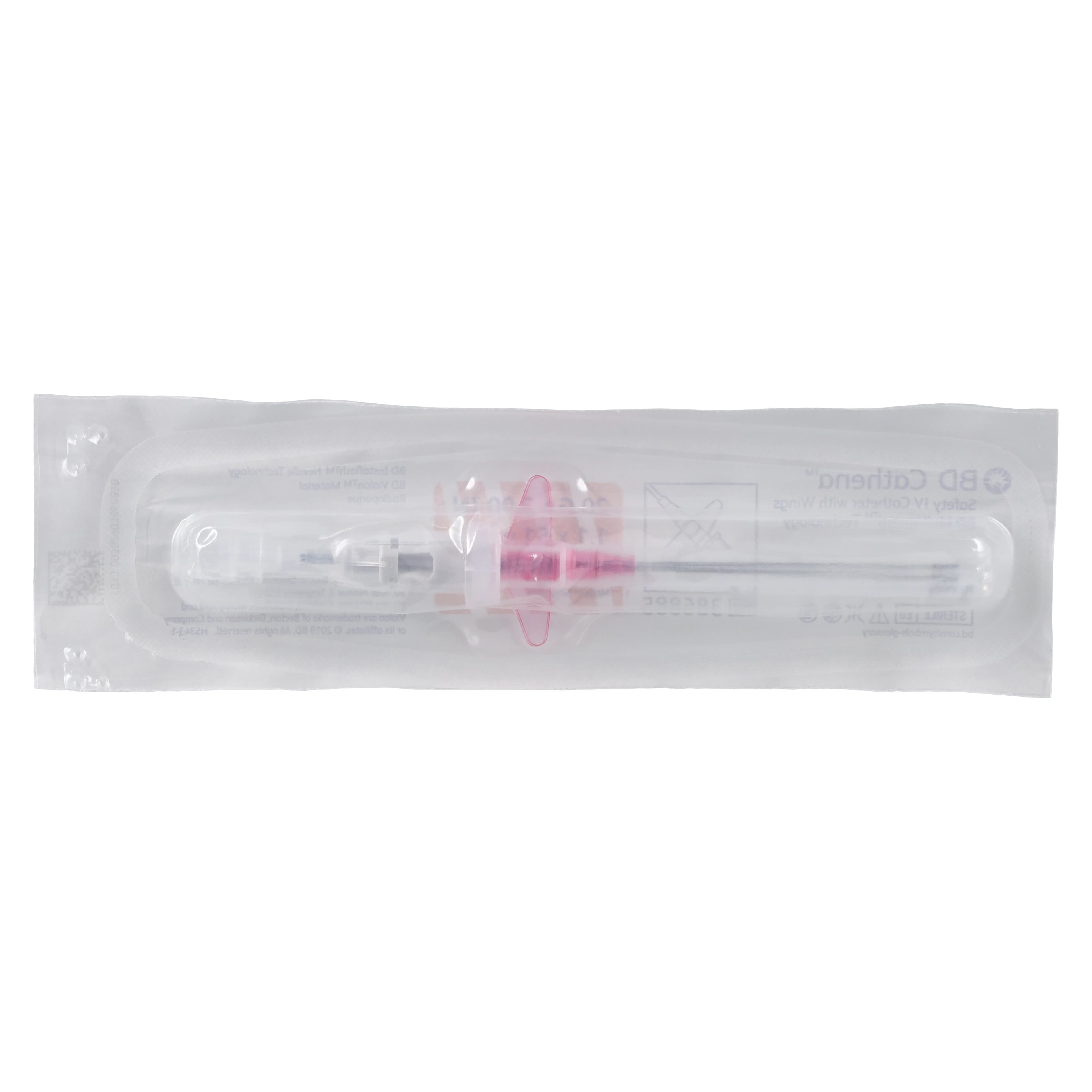 Cathena Safety IV Catheter with Wings, 20 Gauge, 2" Length, Pink, 30/Box thumbnail 3