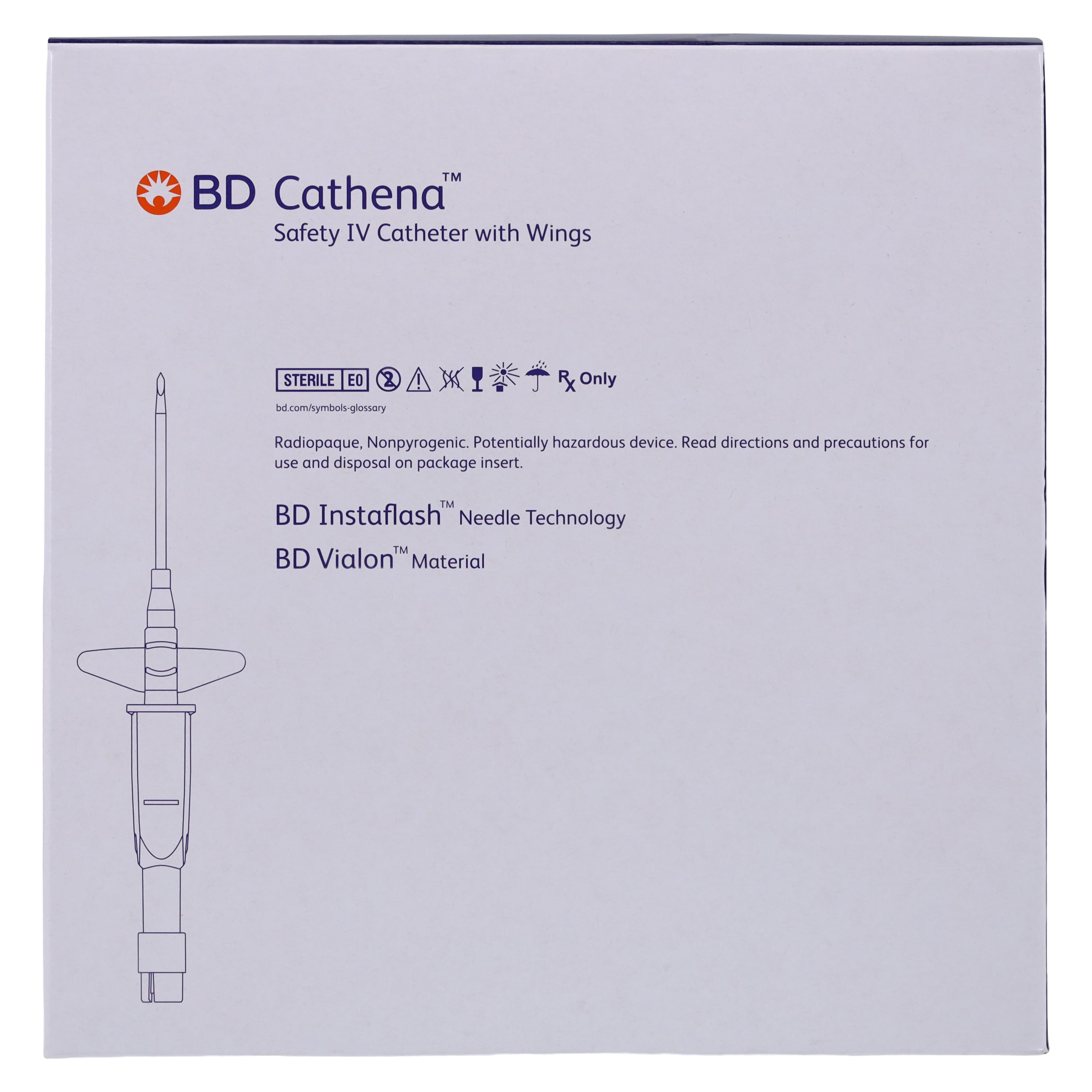 Cathena Safety IV Catheter with Wings, 20 Gauge, 2" Length, Pink, 30/Box thumbnail 5