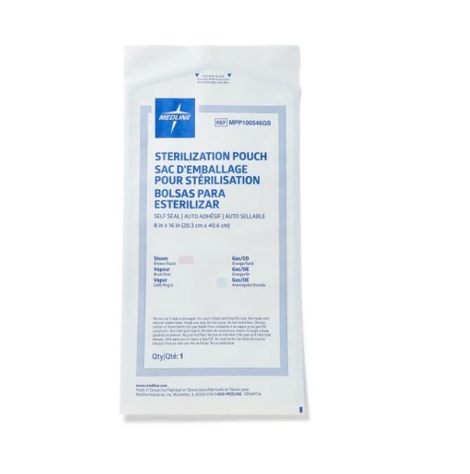 Medline Self-Seal Sterilization Pouch, 8 in x 16 in, 1000/Case - Pouch Sterilization Self-Seal - Image 1