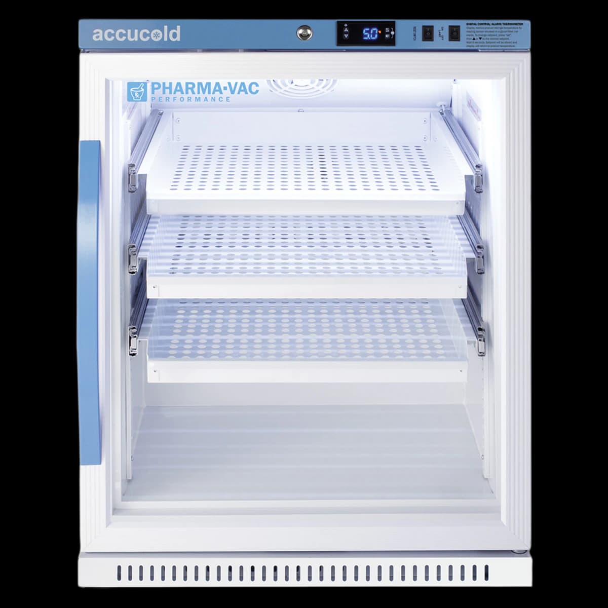 Accucold Performance Series Vaccine/Pharmacy Refrigerator, 6.0 Cu Ft, Glass Door, 2 to 8C, Auto Defrost - Fridge PharVac ADA - Image 1