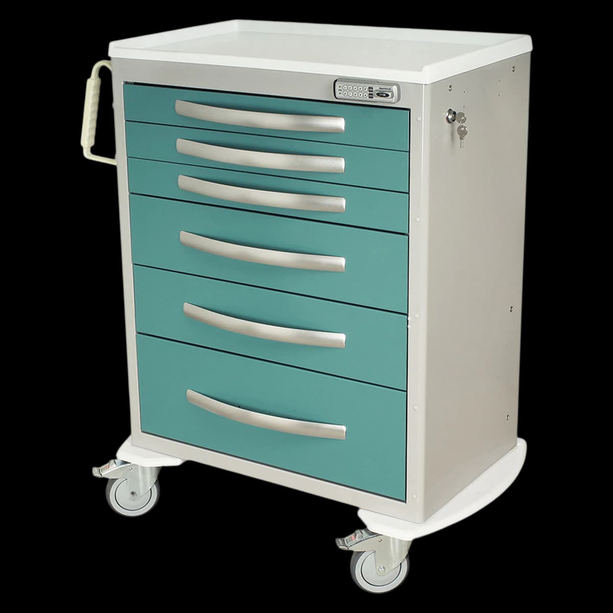 Harloff A-Series Crash Cart, Aluminum, 5" Tente Casters, Electronic Push Button Lock - Cart Crash Alum - Image 1