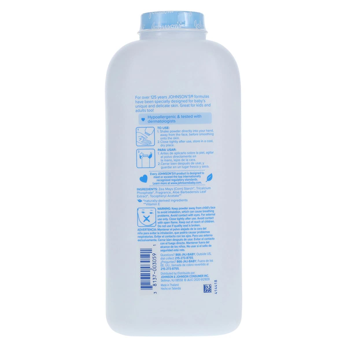 Johnson's Baby Powder, Cornstarch with Aloe & Vitamin E, Hypoallergenic, 22 oz Bottle thumbnail 2