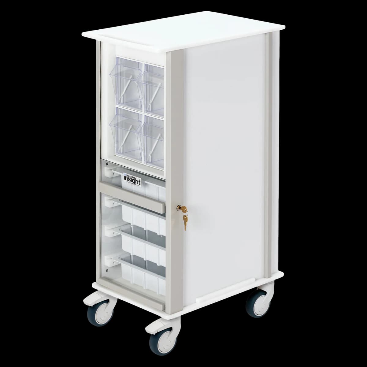 Marketlab Insight Storage Cart, White, 20.5" x 13" x 35.5", with (4) 3" Casters (2 Locking, 2 Swivel) - Cart Storage Wht 3" Caster - Image 1