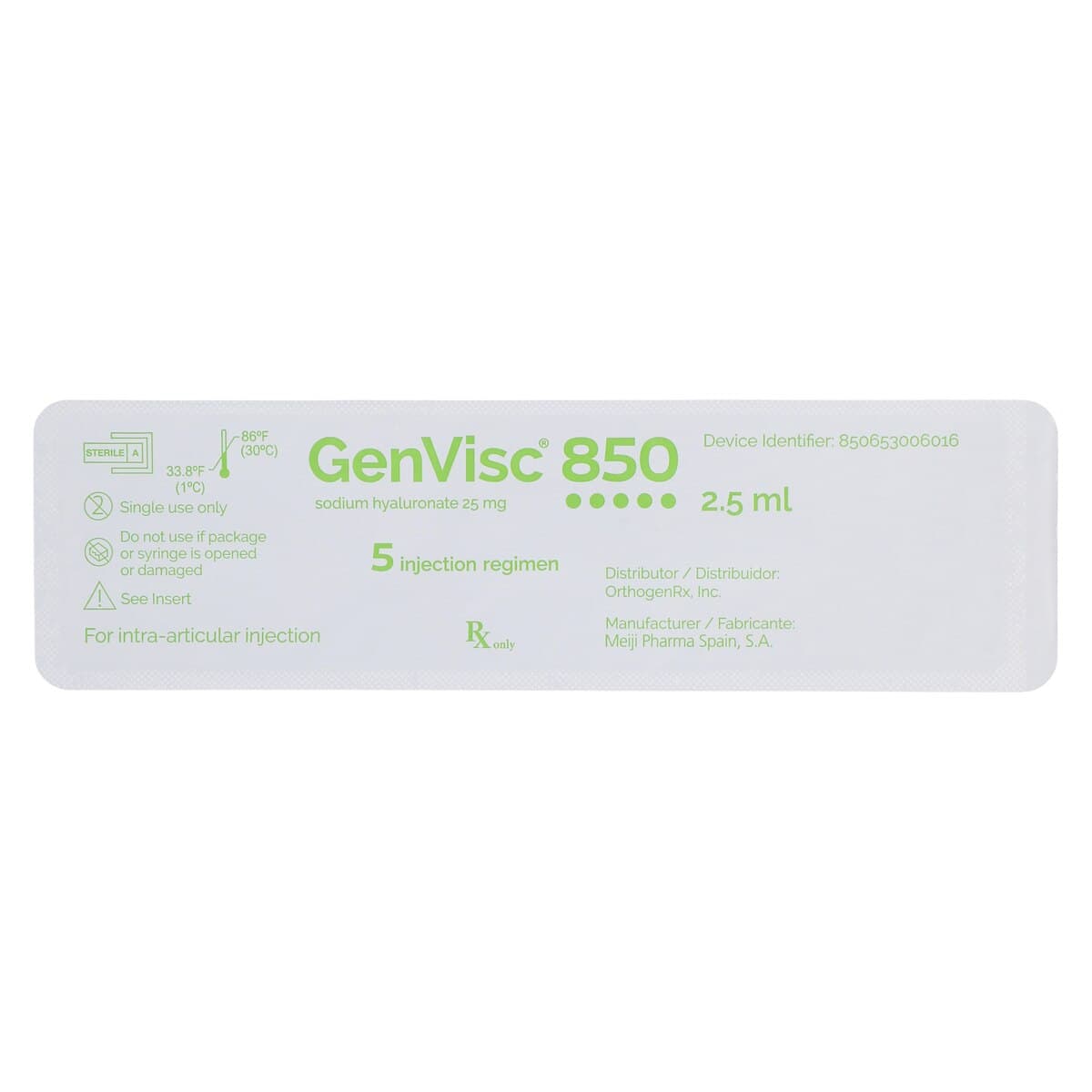 GenVisc 850 Prefilled Syringe, 10 mg/mL, 2.5 mL, Single-Use thumbnail 4