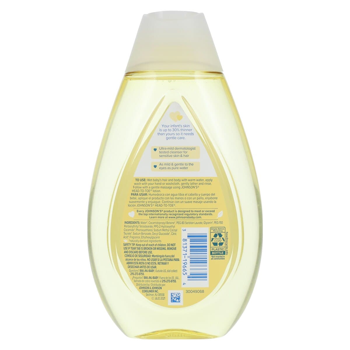 Johnson's Baby Wash Head-To-Toe, No More Tears, Hypoallergenic, 13.6 oz Bottle thumbnail 2