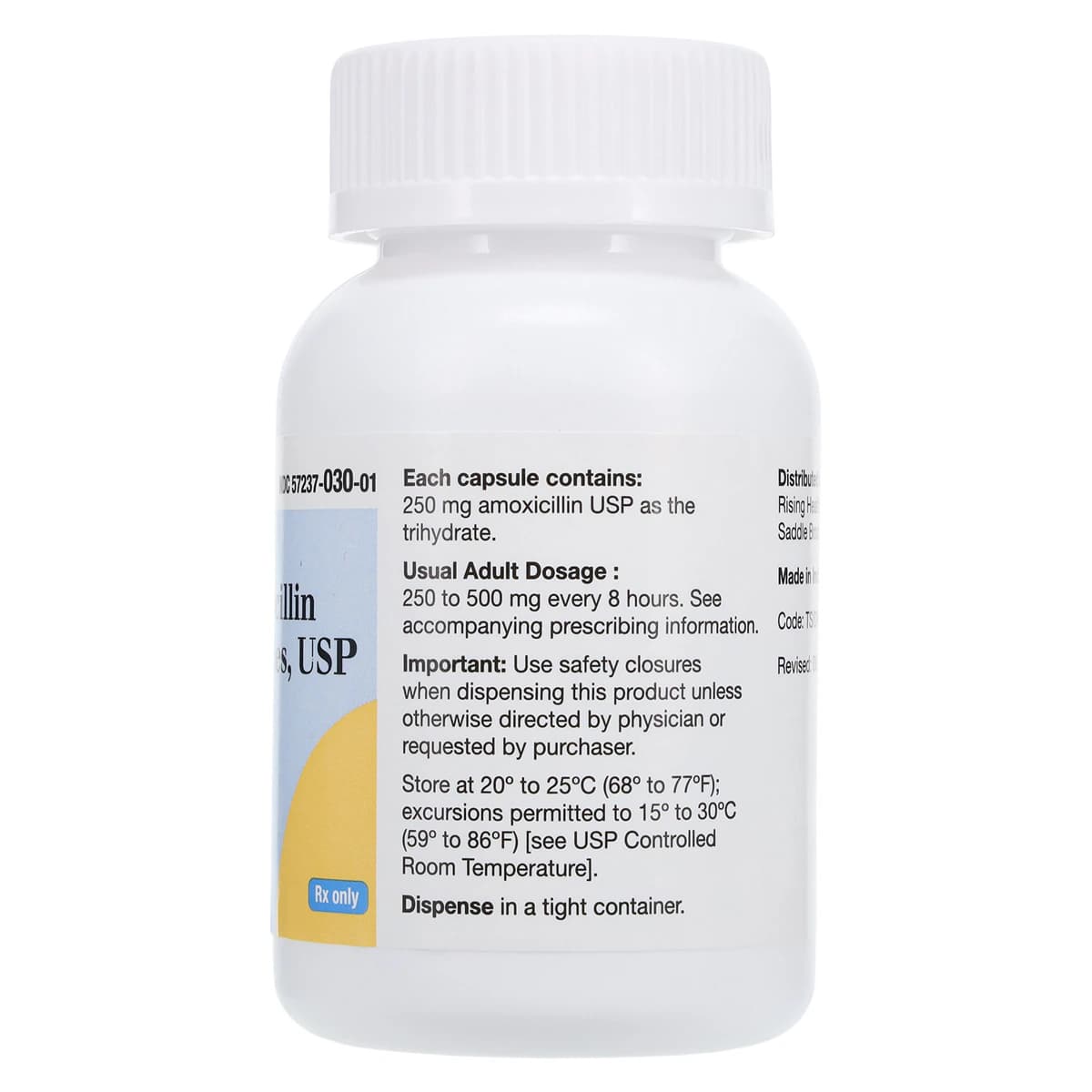 Rising Pharmaceuticals Amoxicillin USP, 250mg, Bottle of 100 Capsules thumbnail 2