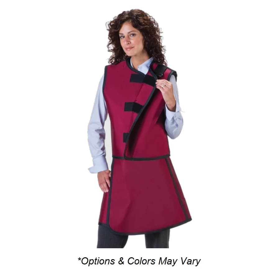 Wolf X-Ray Lead Free Vest/Skirt Set, 0.5mm Equivalence, Red, Large (Vest 23x23"/Apron 21x41-46") - Vest/Skirt Lead Free.5mm Large - Image 1