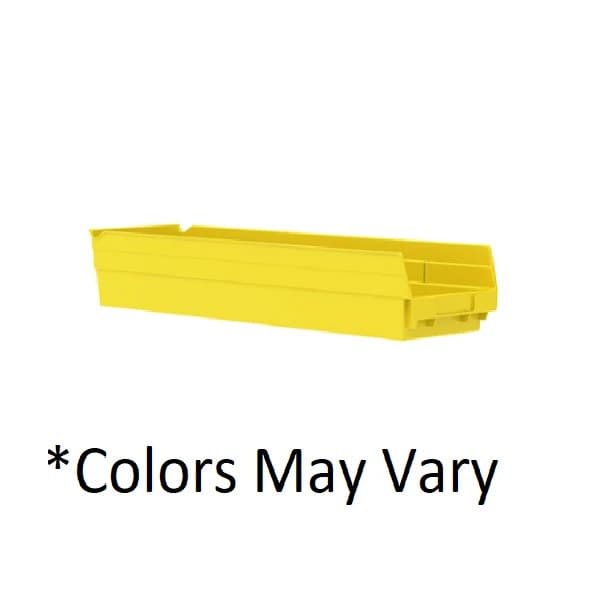 Akro-Mils Plastic Shelf Bin, Yellow, 4" x 23.625" x 6.625", 6/Case - Bin Shelf Plastic 4x23.625x6.6 - Image 1