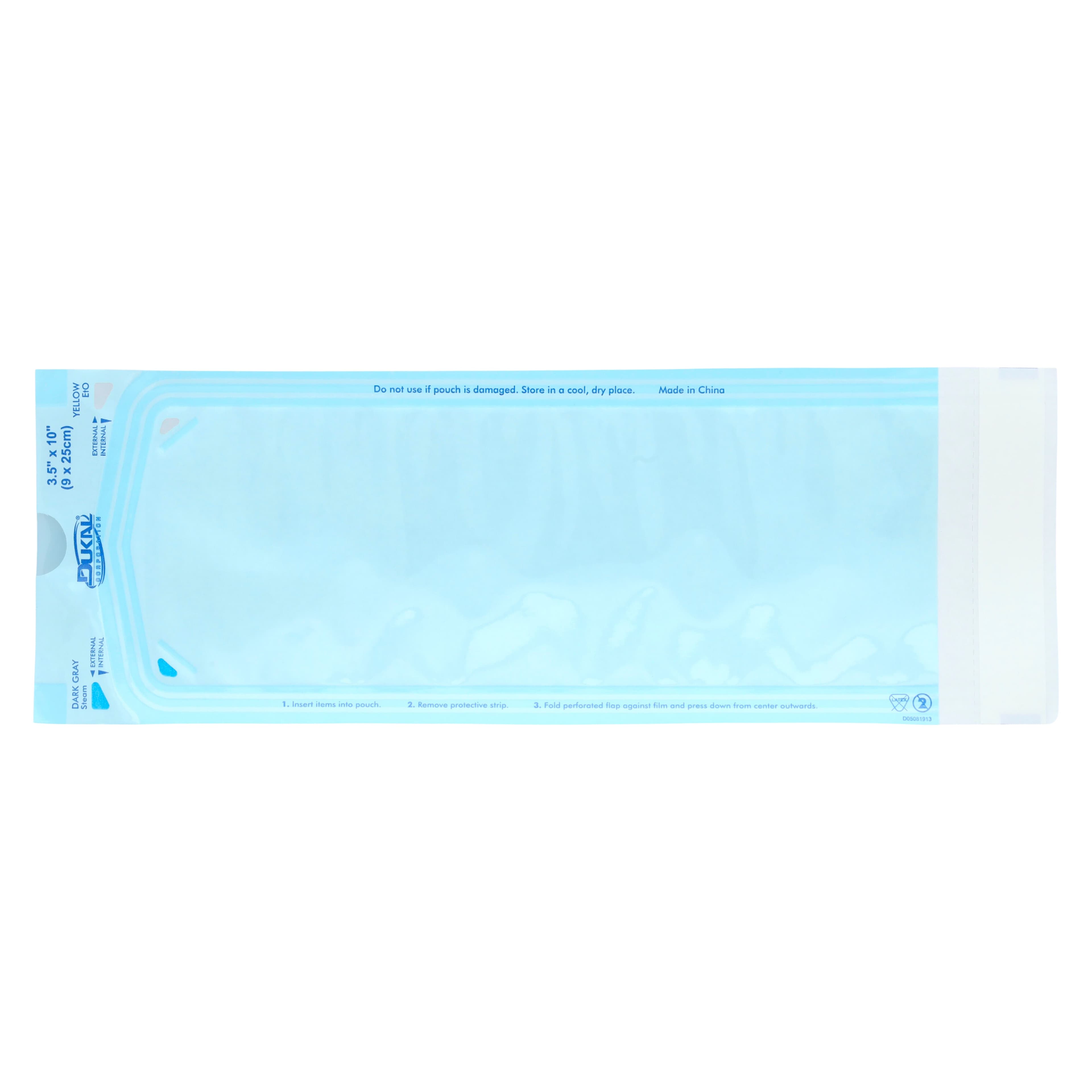Dukal Sterilization Pouches, 3.5 in x 10 in, Blue/Transparent, Self-Seal, Latex-Free, 500/Box thumbnail 2