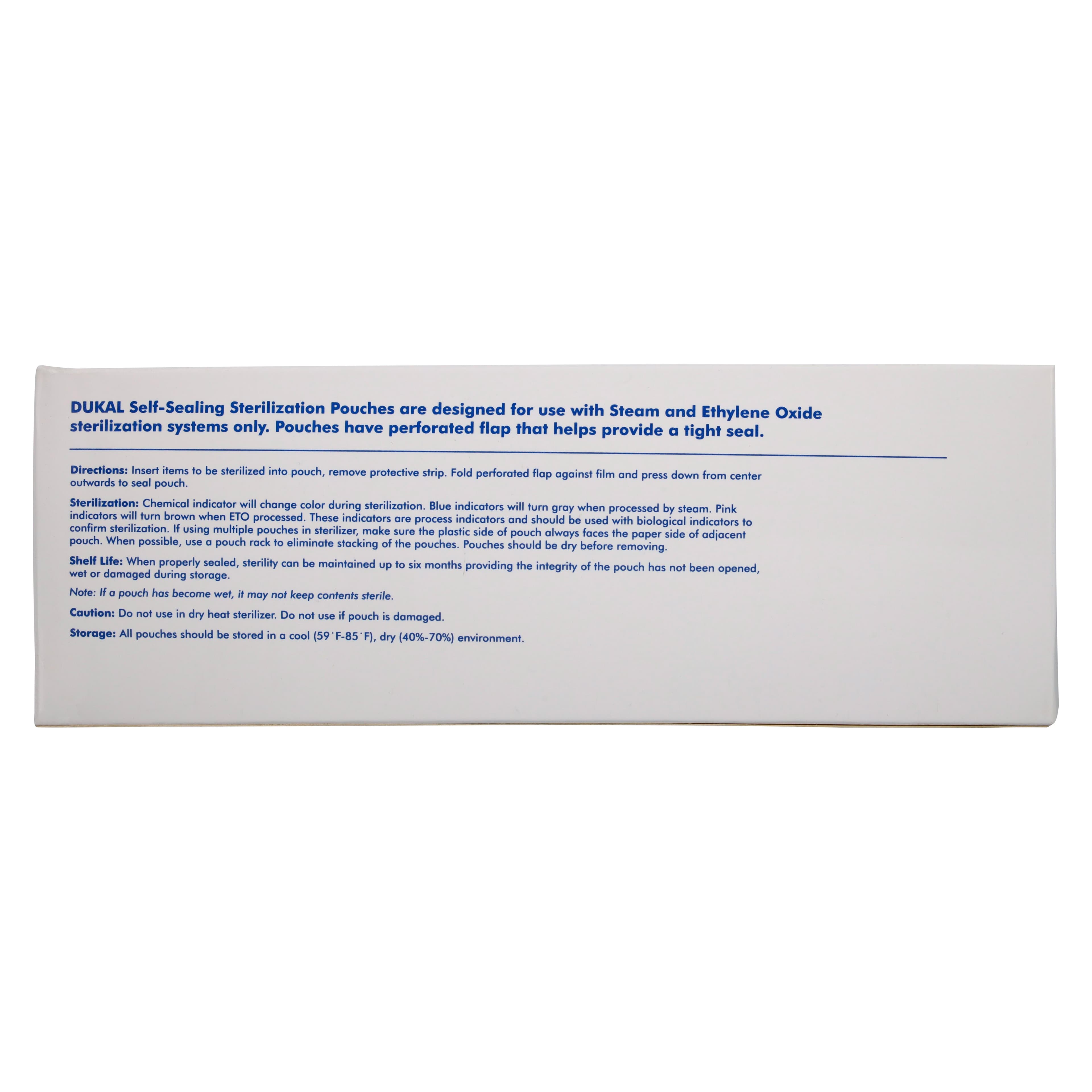 Dukal Sterilization Pouches, 3.5 in x 10 in, Blue/Transparent, Self-Seal, Latex-Free, 500/Box thumbnail 3