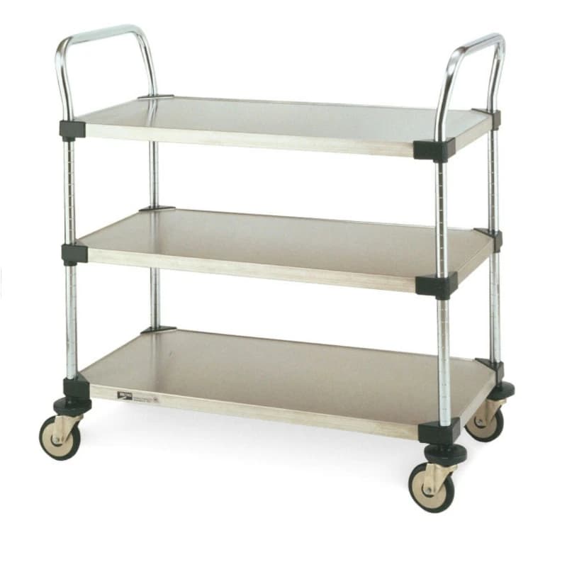 InterMetro MW Series Utility Cart, 3 Solid Shelves, 24" x 18", 4" Casters - Cart Utility 3 Solid Shelves - Image 1