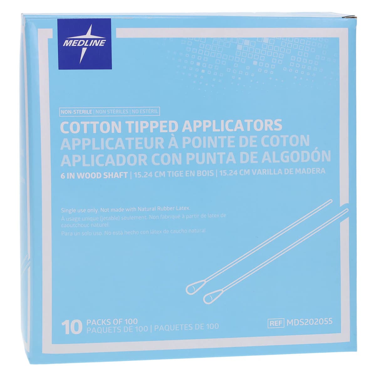 Medline Cotton Tip Applicators, Wood Shaft, Non-Sterile, 6 in, 1000/Box - Applicator Cotton Tip Wood NS - Image 1