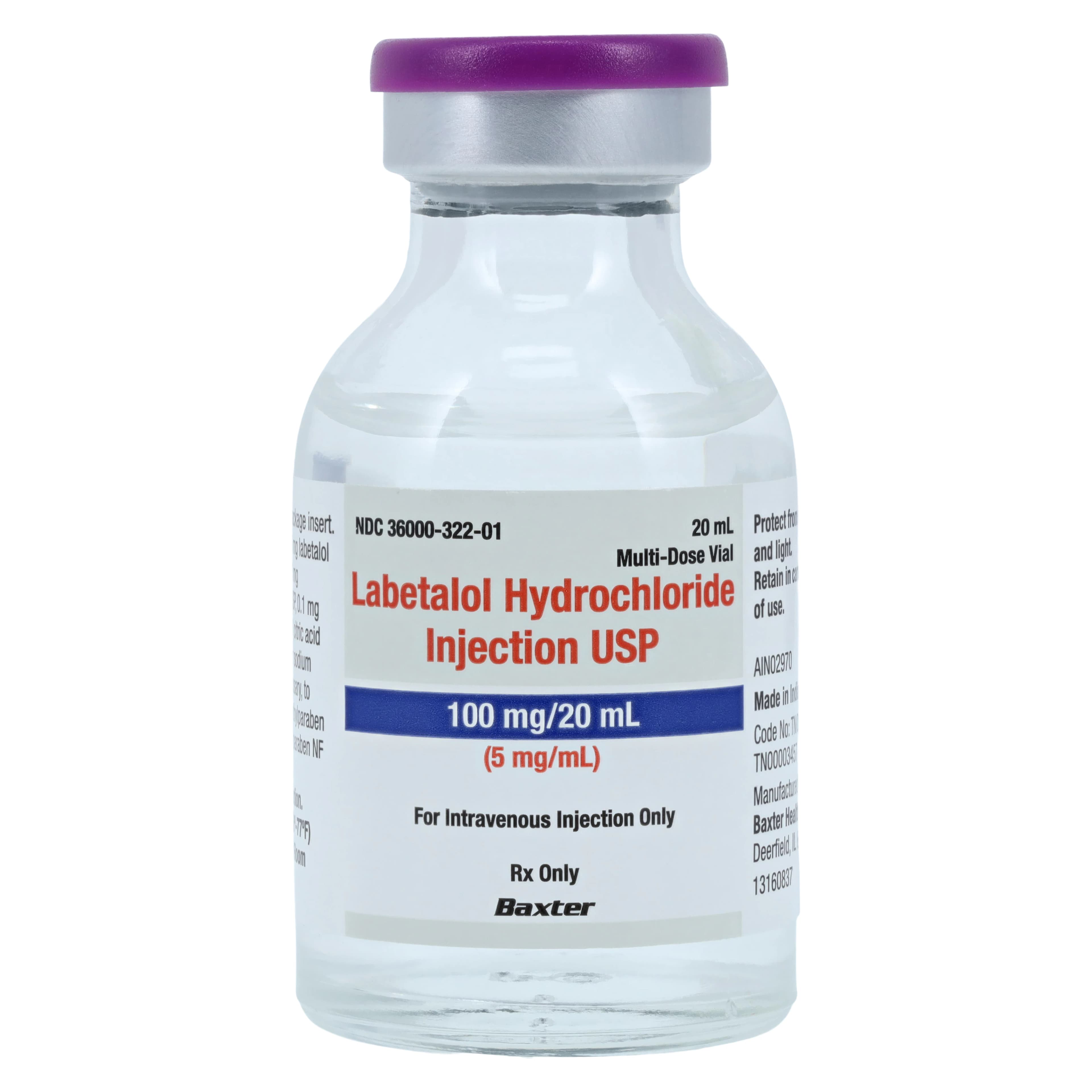 Labetalol HCl Injection, 5mg/mL, MDV, 20mL Vial, Baxter thumbnail 2