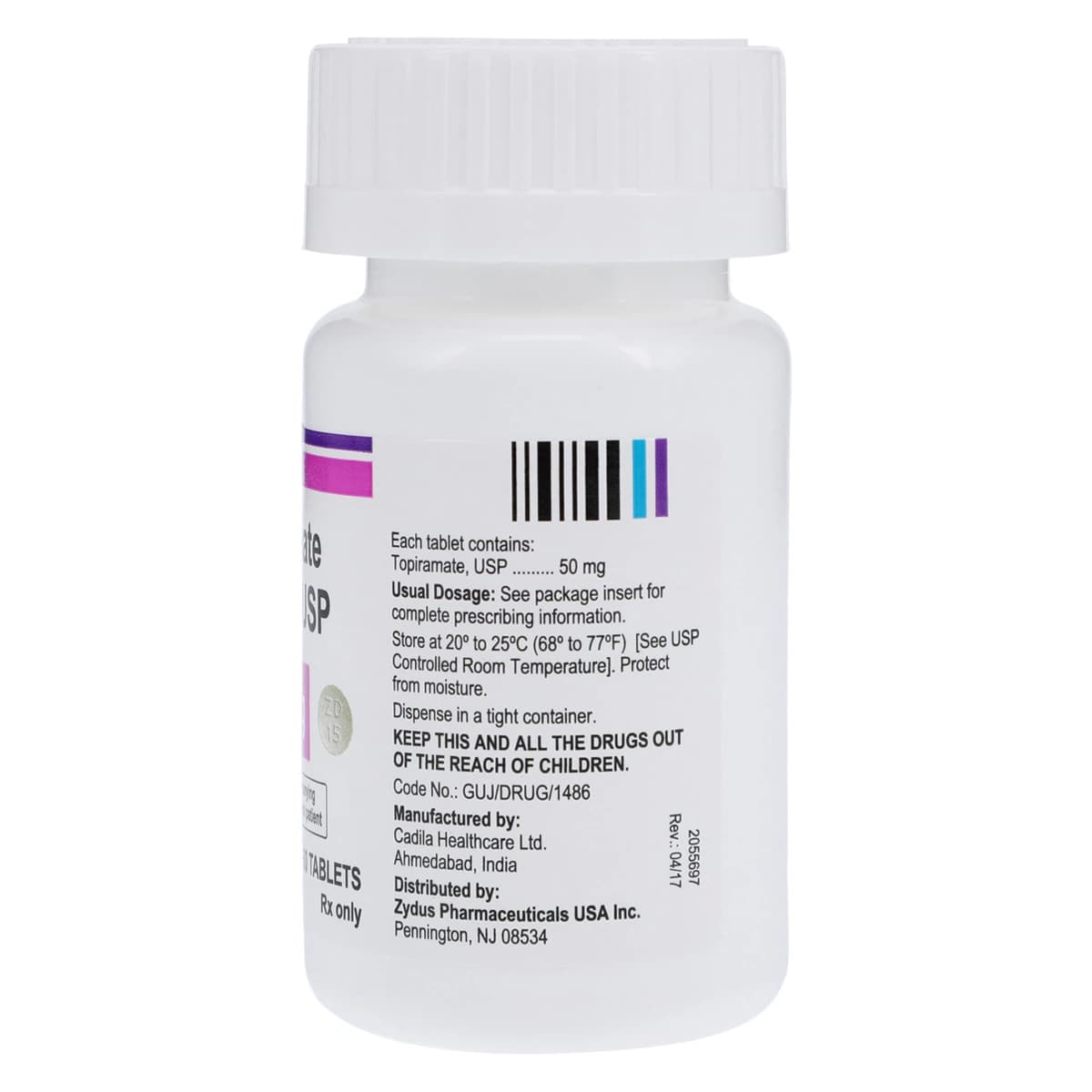 Topiramate Tablets, 50mg, Zydus Pharmaceuticals, 60/Bottle thumbnail 2