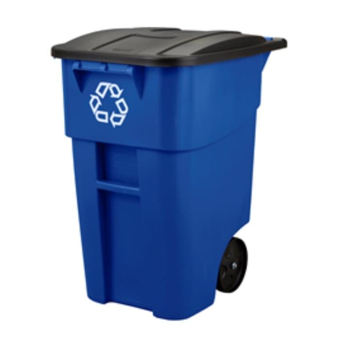 Newell Rubbermaid Recycle Rollout Container, 50 Gallon, Blue, 2/Case - Container Recycle Rollout Blue - Image 1