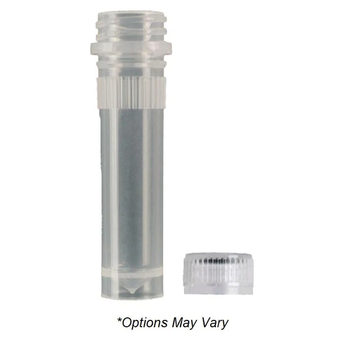 VWR Scientific Microtube, Polypropylene, 2 mL, Natural, Screw Cap, Ribbed, Non-Sterile, 500/Box - Microtube Screw Cap Ribbed - Image 1