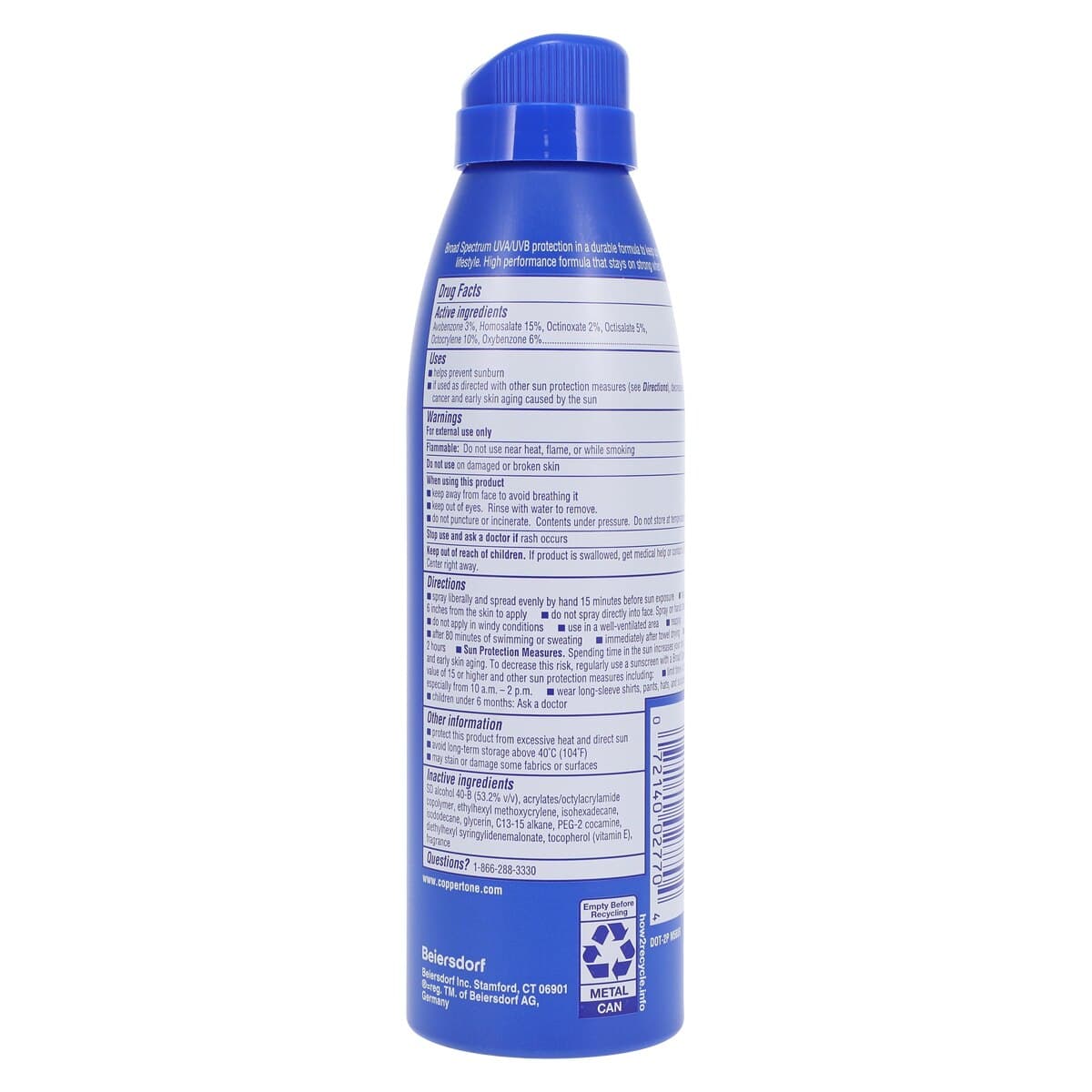 Coppertone Sport Sunscreen Spray, Fragrance Free, SPF 50, Water Resistant, 5.5 oz thumbnail 2