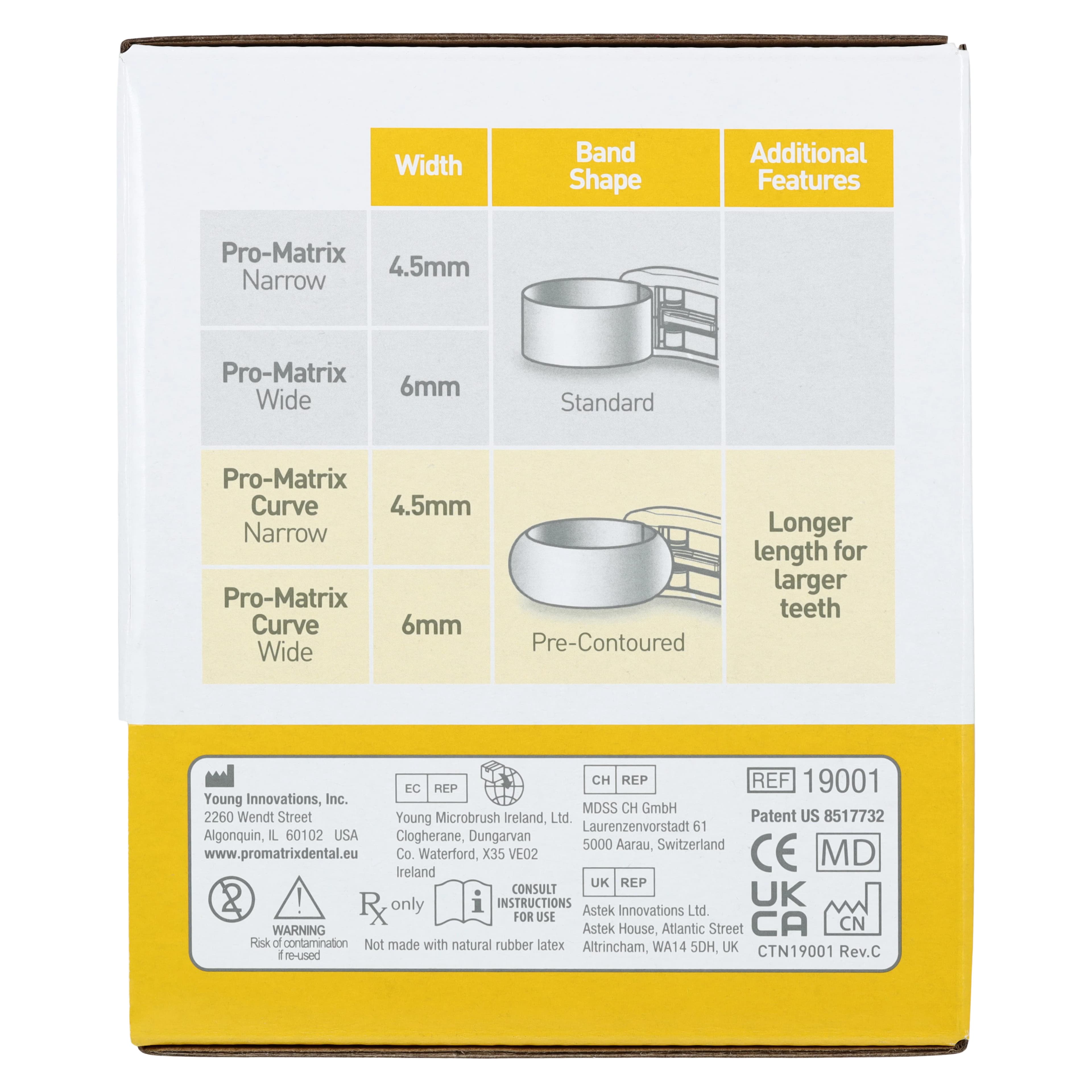 Young Dental Pro-Matrix Curve Contoured Matrix Band, Narrow, 4.5 mm, Yellow, 50/Box, 19001 thumbnail 6