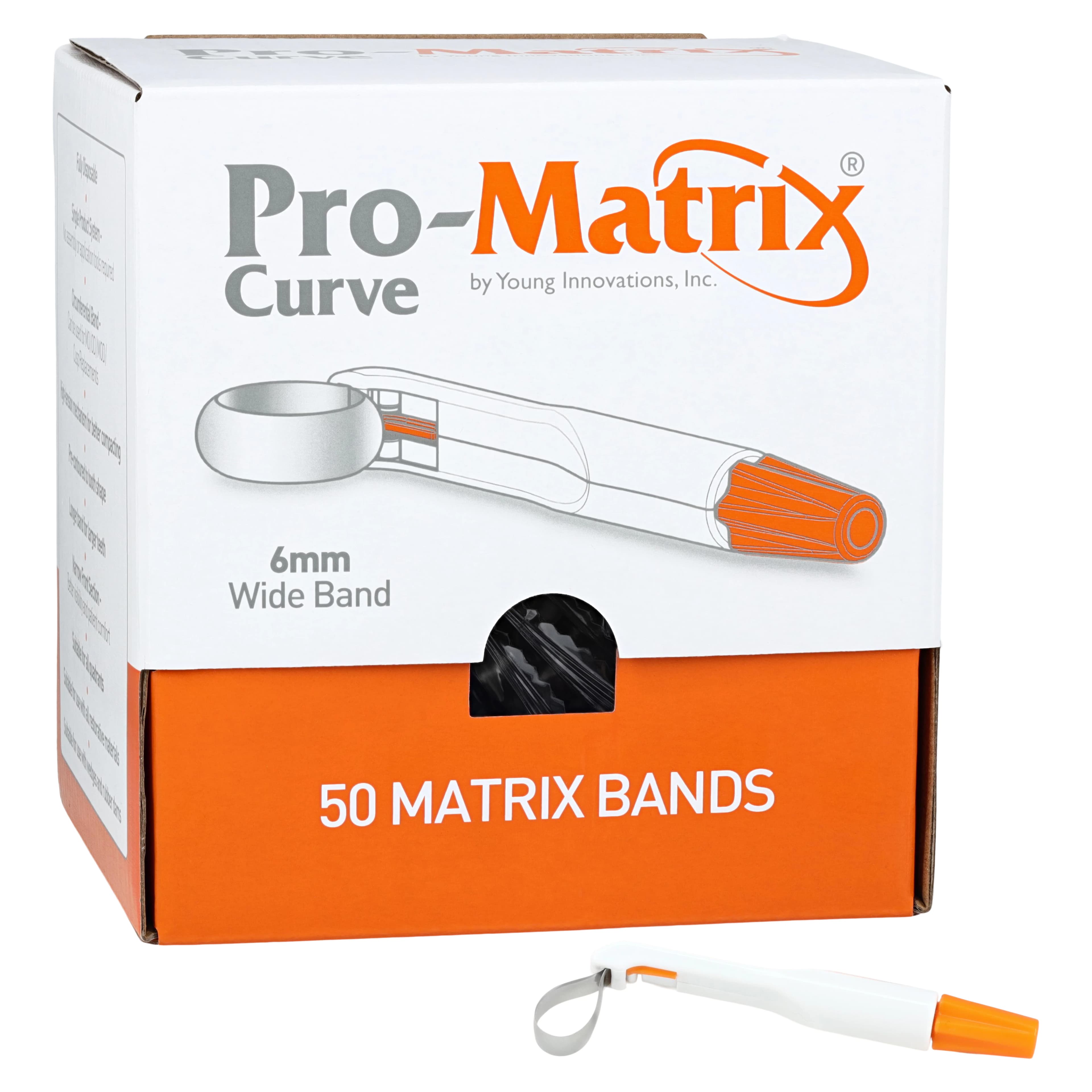 Young Dental Pro-Matrix Curve Contoured Matrix Band, Wide, 6 mm, Orange, 50/Box, 19006 thumbnail 2