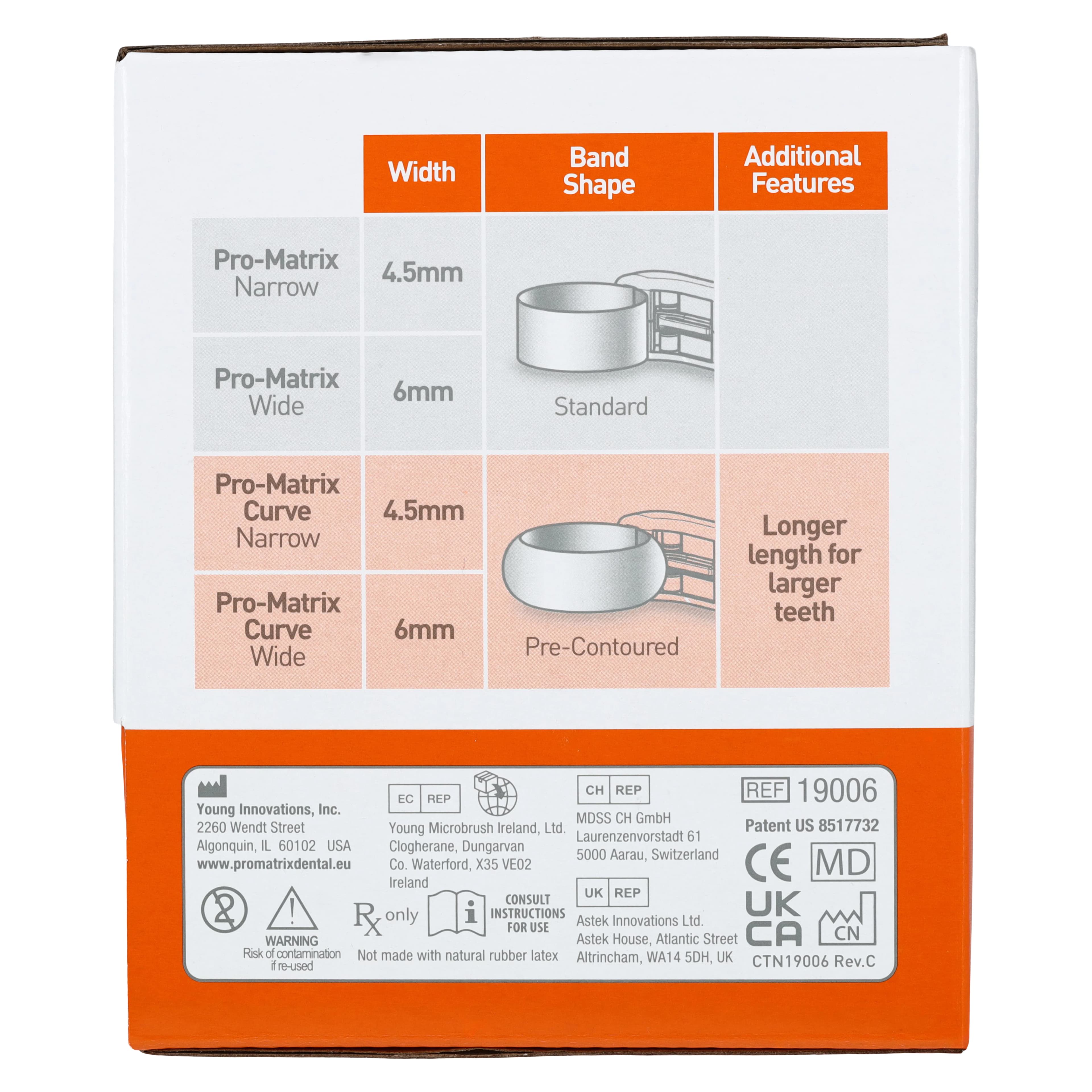 Young Dental Pro-Matrix Curve Contoured Matrix Band, Wide, 6 mm, Orange, 50/Box, 19006 thumbnail 6