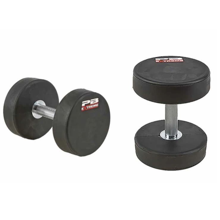 Perform Better PB Extreme Rubber Encased Dumbbell, 105 lb, Black/Silver - Dumbbell Rubber PB Extreme - Image 1