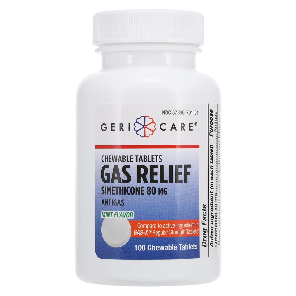 Geri-Care Simethicone Chewable Tablets, 80mg, 100/Bottle - Simethicone Chewable Tablets - Image 1