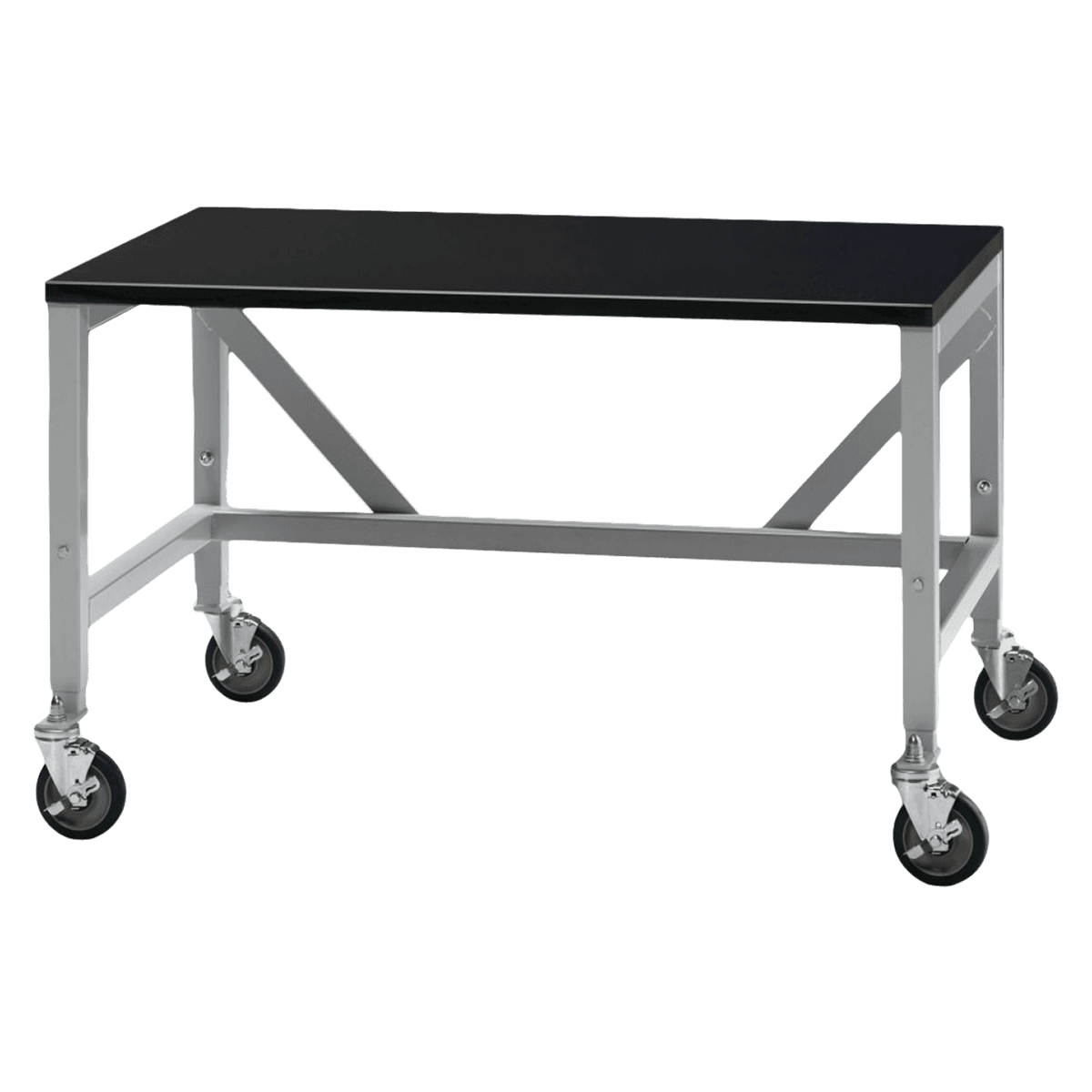 Labconco Mobile Table, 5' (60" x 30" x 35.75"), 800 lb Capacity, Black Epoxy Work Surface, Glacier White Frame - Table Mobile 5' Silver/Black - Image 1