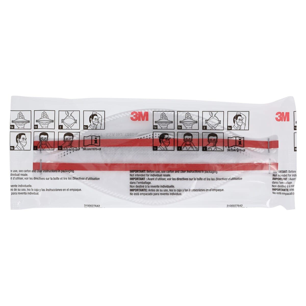 3M Aura 1870+ N95 Health Care Particulate Respirator and Surgical Mask, Flat Fold, White, 20/Box thumbnail 6