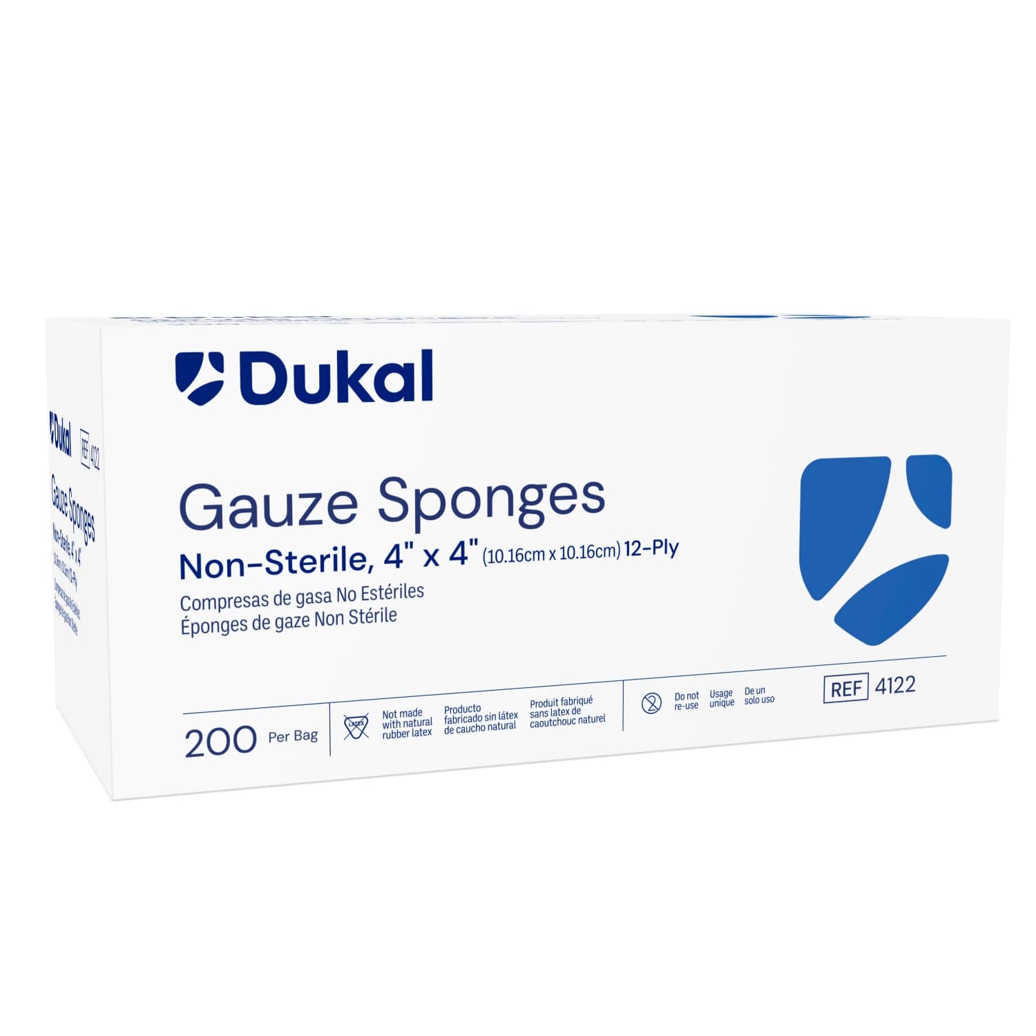 Dukal Gauze Sponge, Non-Sterile, 12-Ply, 4x4", 100% Woven Cotton, Latex-Free - Gauze Sponge NS 12Ply - Image 1