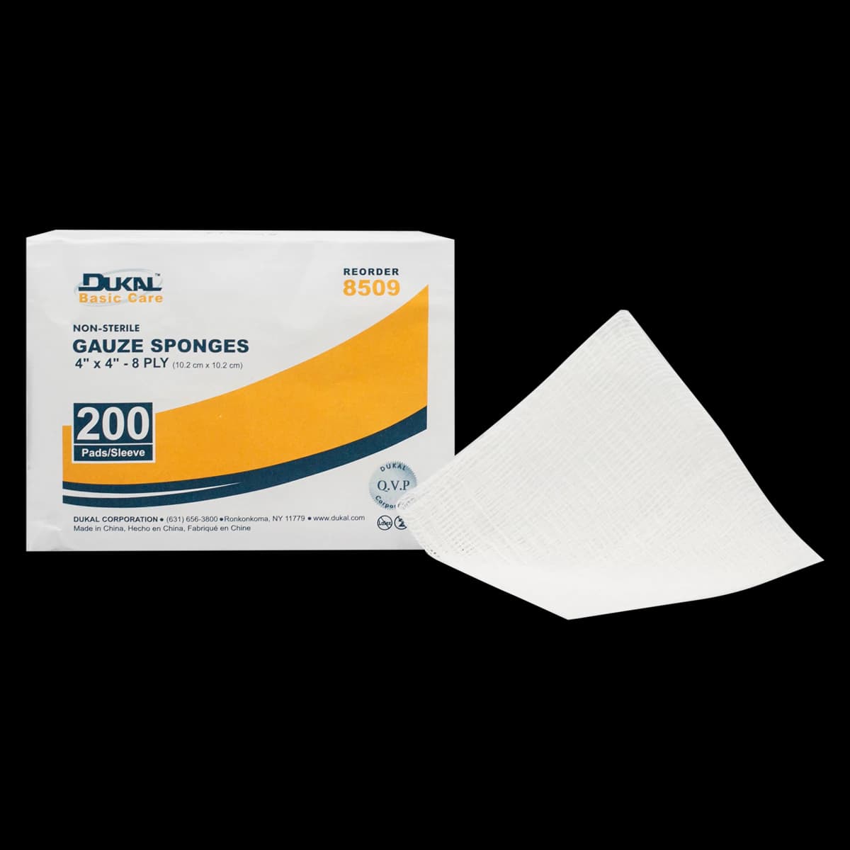 Dukal Basic Care Cotton Gauze Sponge, 4x4", 8-Ply, Non-Sterile - Gauze Sponge Basic NS 8Ply - Image 1