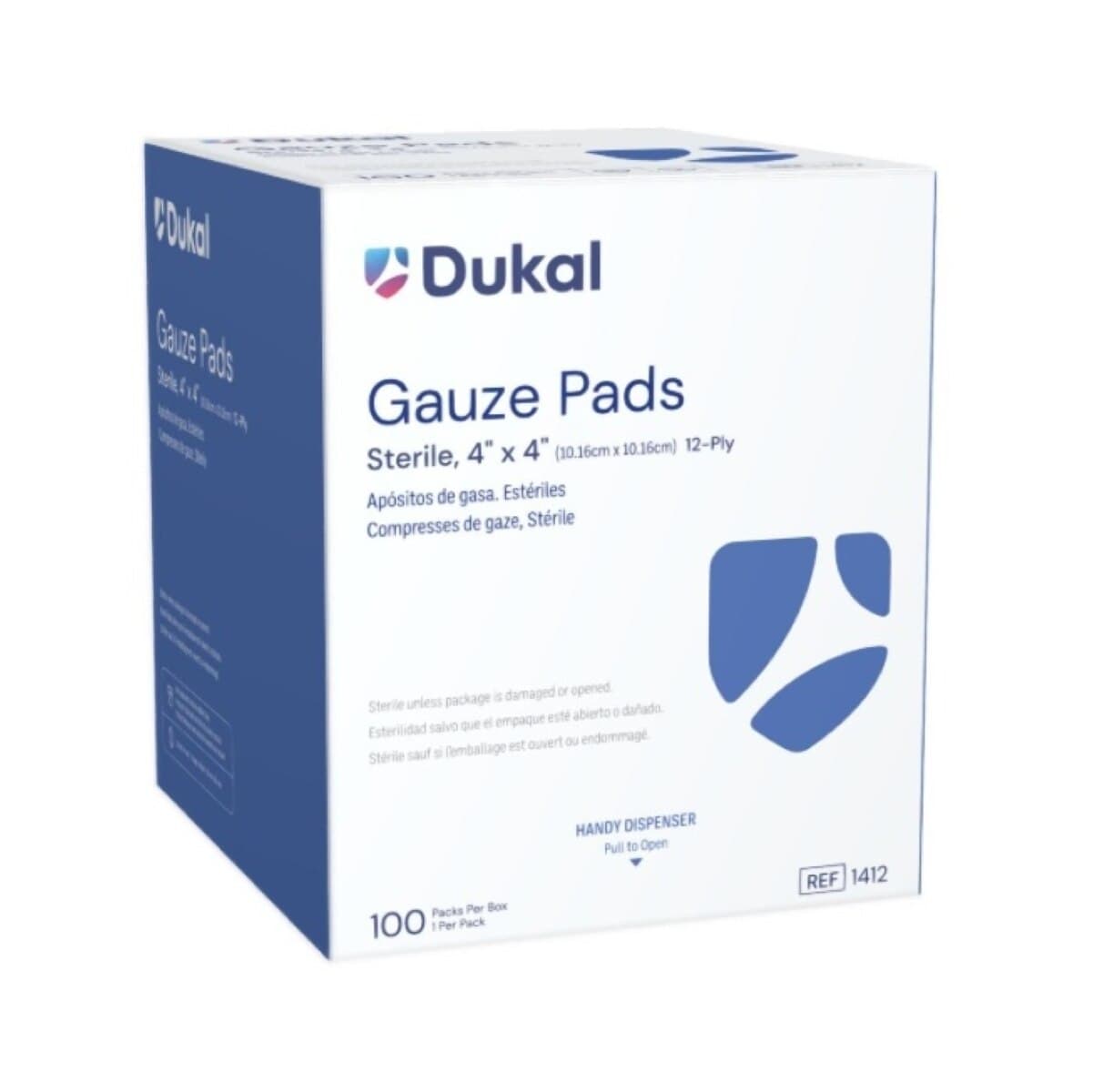 Dukal 100% Woven Cotton Gauze Pad, 4x4", 12 Ply, Sterile, Single Pad - Gauze Pad ST 12Ply 1's - Image 1