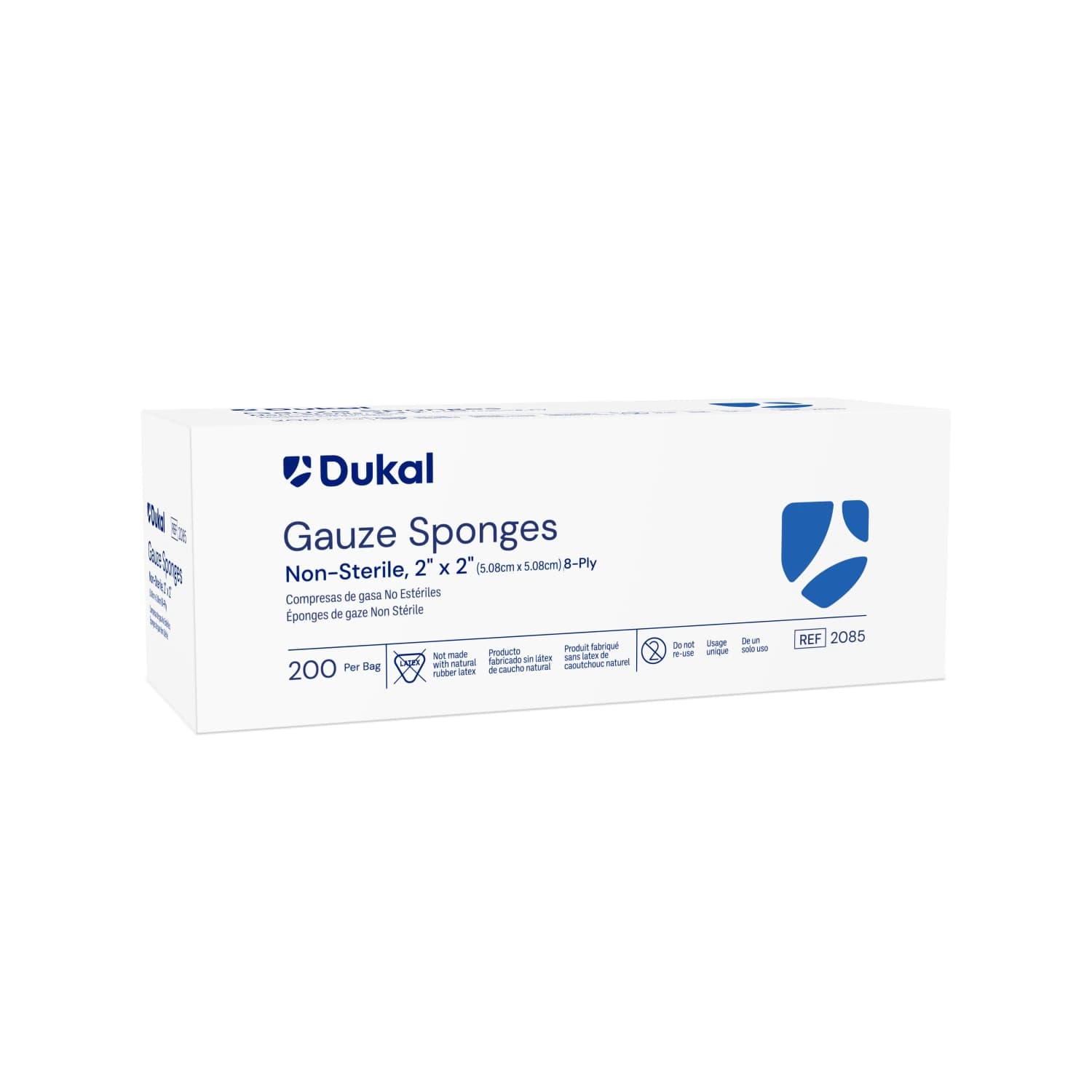 Dukal Gauze Sponge, Non-Sterile, 8-Ply, 2x2", 100% Woven Cotton, Latex-Free - Gauze Sponge NS 8Ply - Image 1