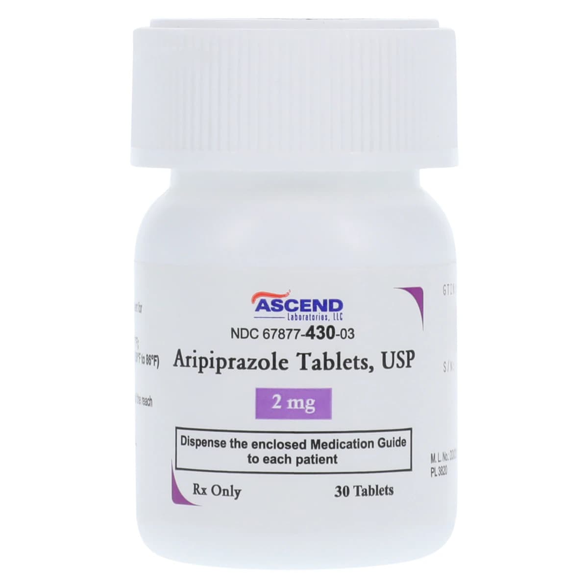 Aripiprazole Tablets 2 mg, 30 Count Bottle (Ascend Laboratories) - Aripiprazole Tablets - Image 1