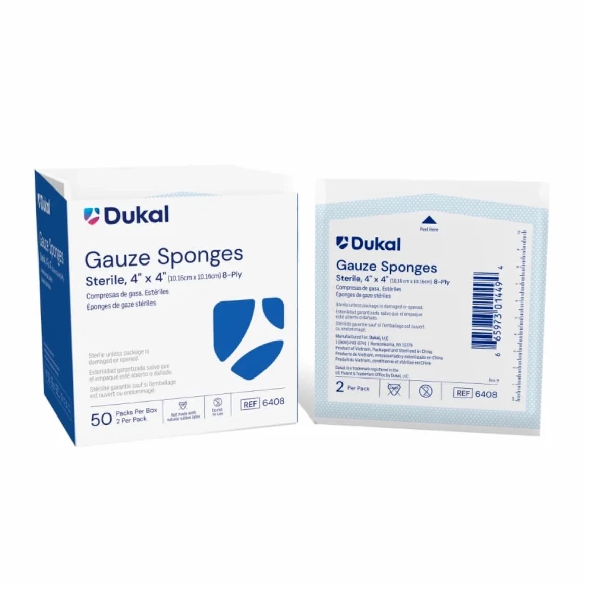 Dukal Gauze Sponge, 4x4", 8-Ply, Sterile, 100% Woven Cotton, Latex-Free - Gauze Sponge ST 8Ply - Image 1