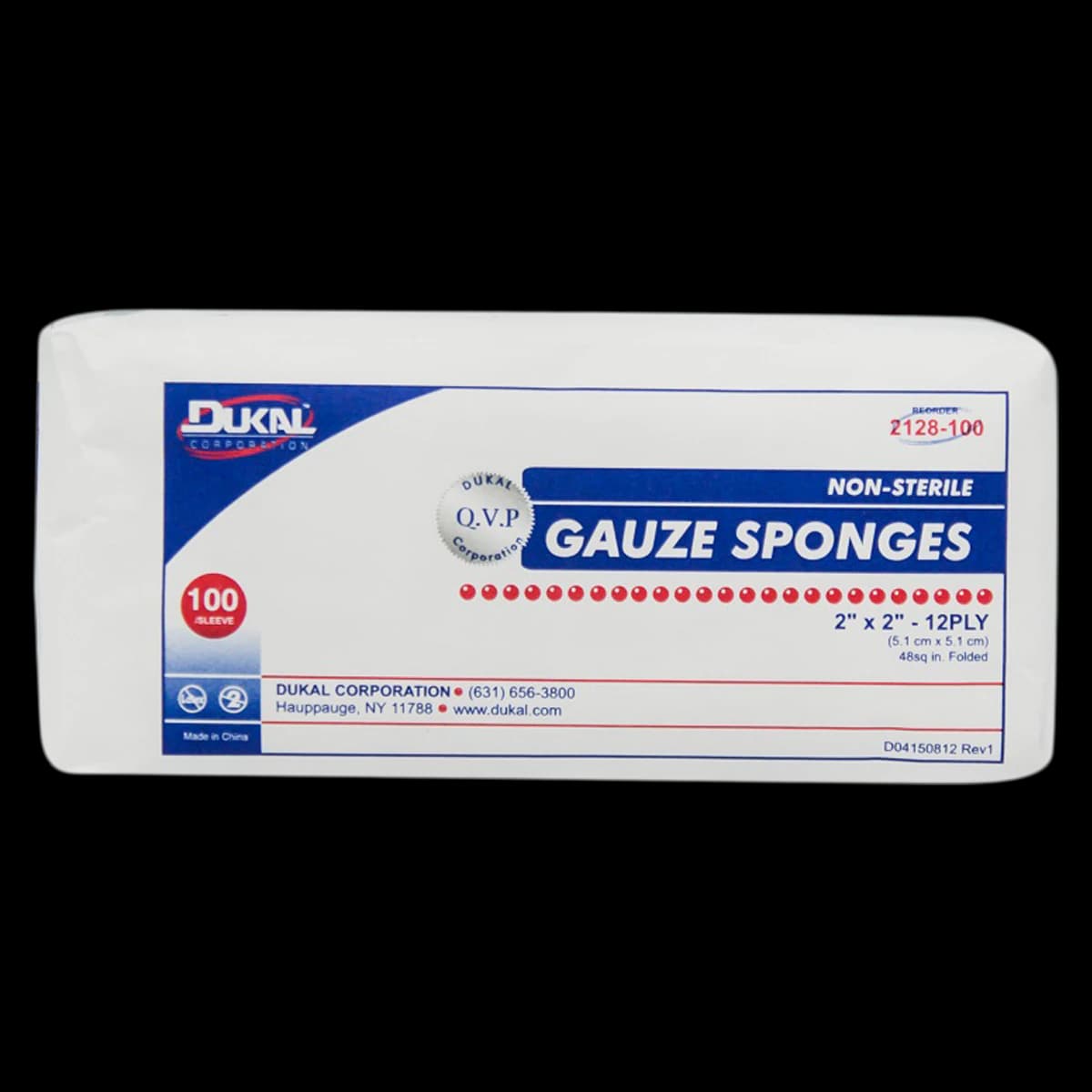 Dukal 100% Woven Cotton Gauze Sponge, 2" x 2", 12-Ply, Non-Sterile - Gauze Sponge NS 12Ply - Image 1