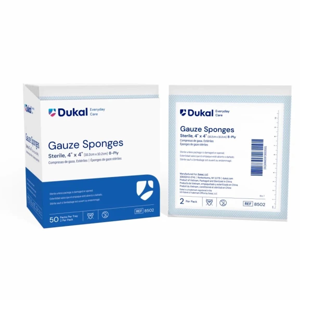 Dukal Everyday Care Sterile Gauze Sponge, 4x4 inch, 8-Ply, 100% Woven Cotton, Latex-Free - Gauze Sponge Basic ST 8Ply - Image 1