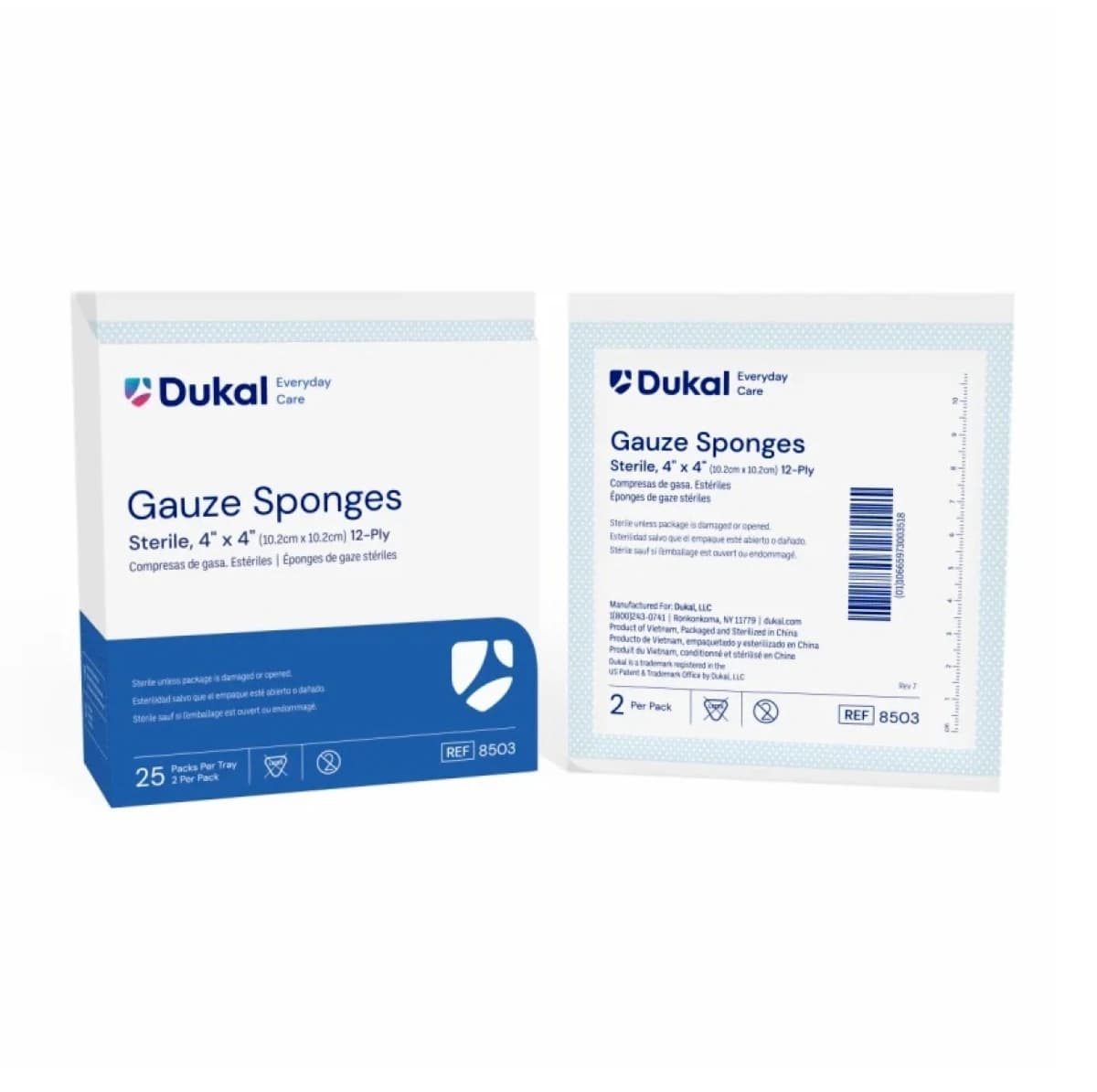 Dukal Everyday Care Sterile Gauze Sponge, 4x4 inch, 12-Ply, 100% Woven Cotton, Latex-Free - Gauze Sponge Basic ST 12Ply - Image 1