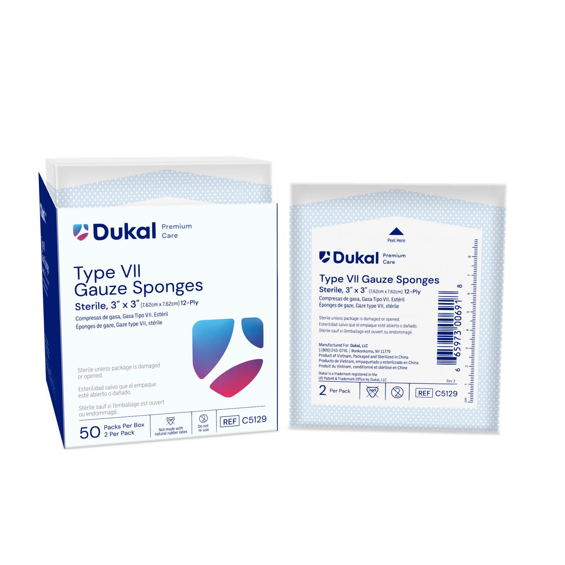 Dukal Premium Care Gauze Sponge, Type VII, 12-Ply, Sterile, 3x3", 100% Woven Cotton - Gauze Sponge Type VII ST 12Ply - Image 1