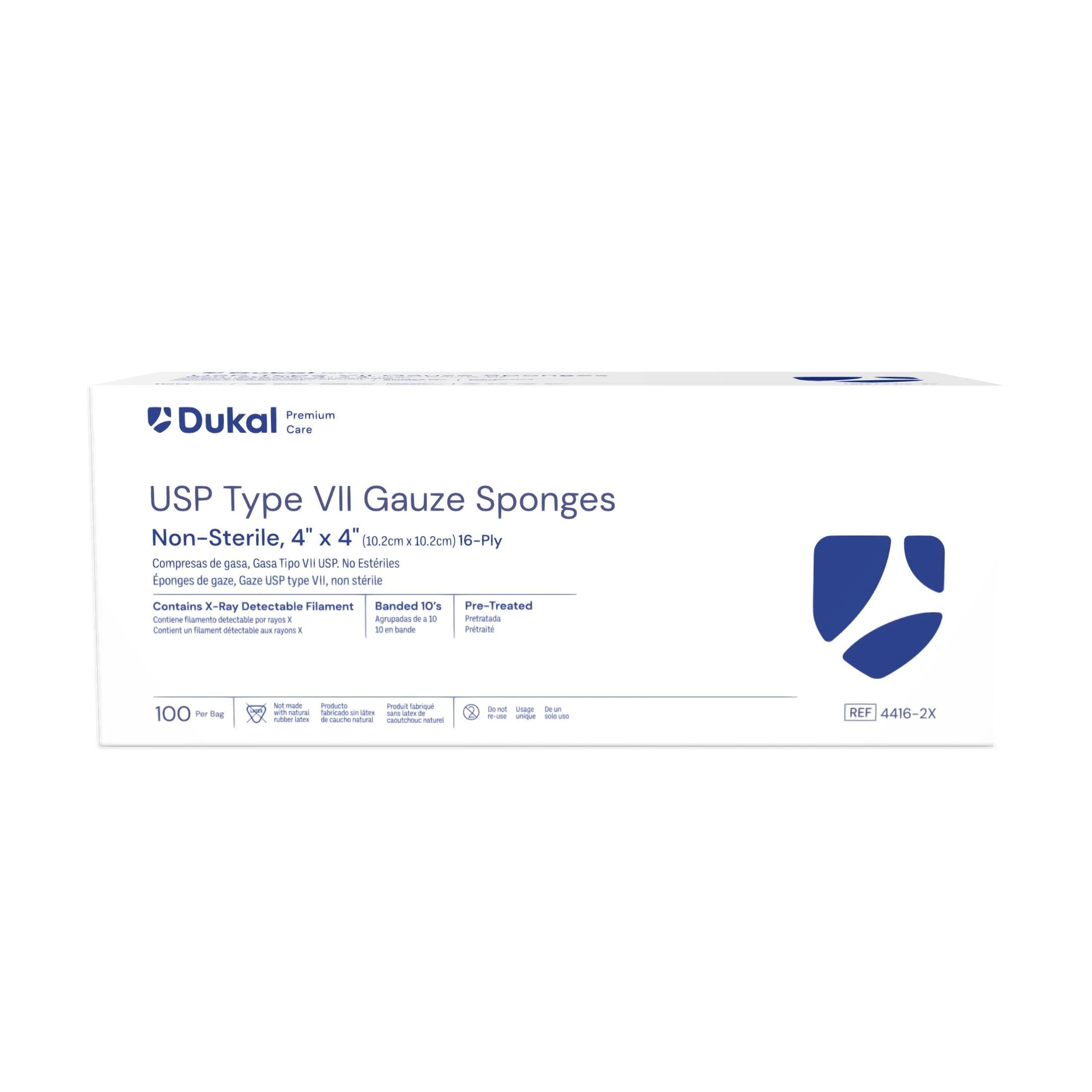Dukal Cotton Gauze Sponge, Type VII, 4x4", 16 Ply, Non-Sterile, X-Ray Detectable - Gauze Sponge Xray Det 16Ply NS - Image 1