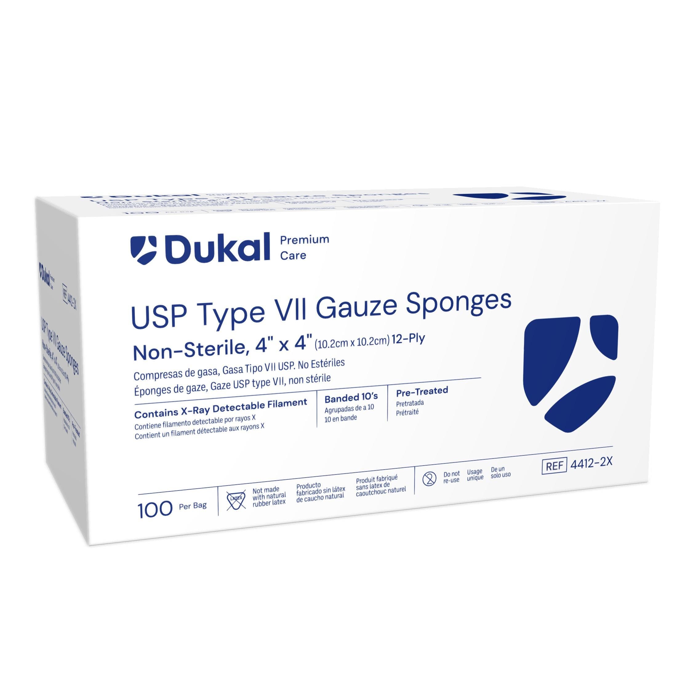 Dukal Gauze Sponge, X-Ray Detectable, 12-Ply, Non-Sterile, 4x4", Cotton Type VII - Gauze Sponge Xray Det 12Ply NS - Image 1
